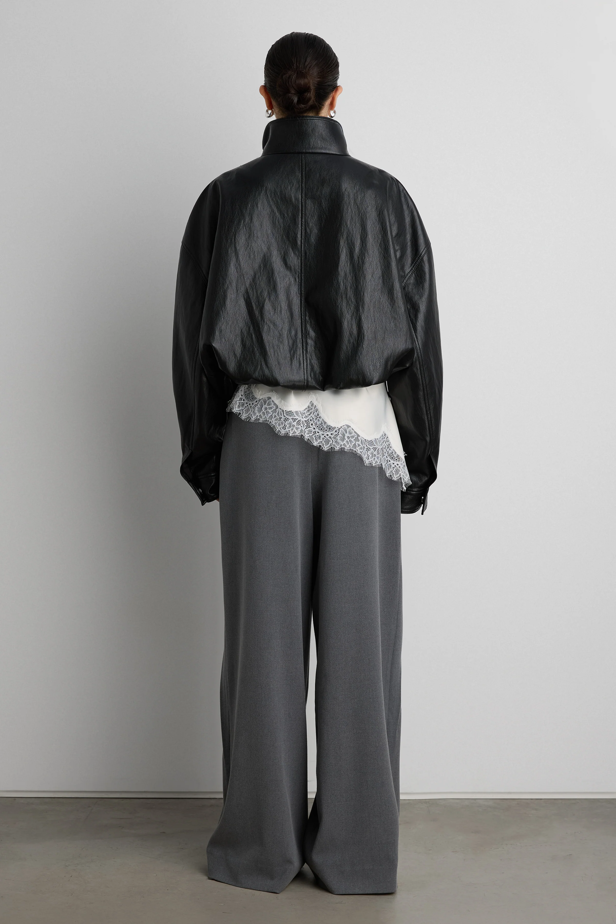 VEGAN LEATHER FUNNEL NECK JACKET - Image 8