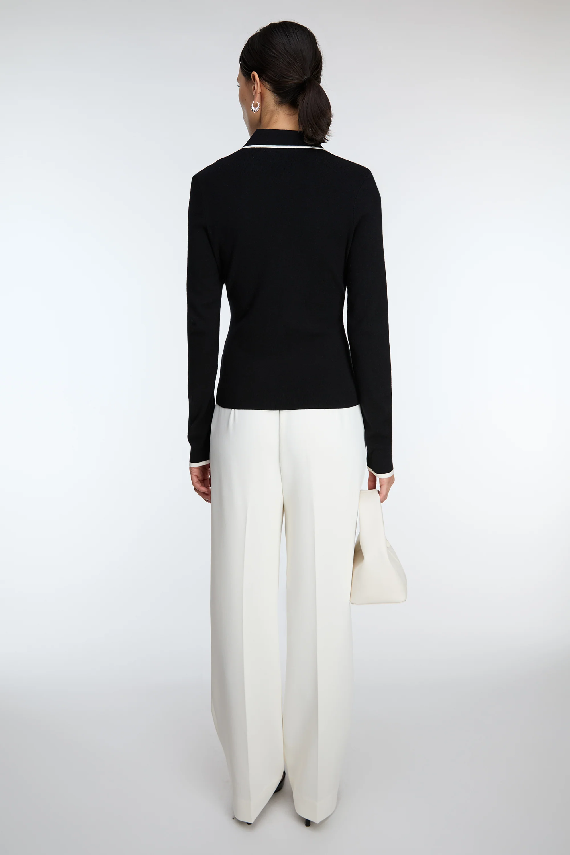 HIGH-RISE STRAIGHT LEG TROUSER WITH HALF ELASTIC WAIST - Image 4