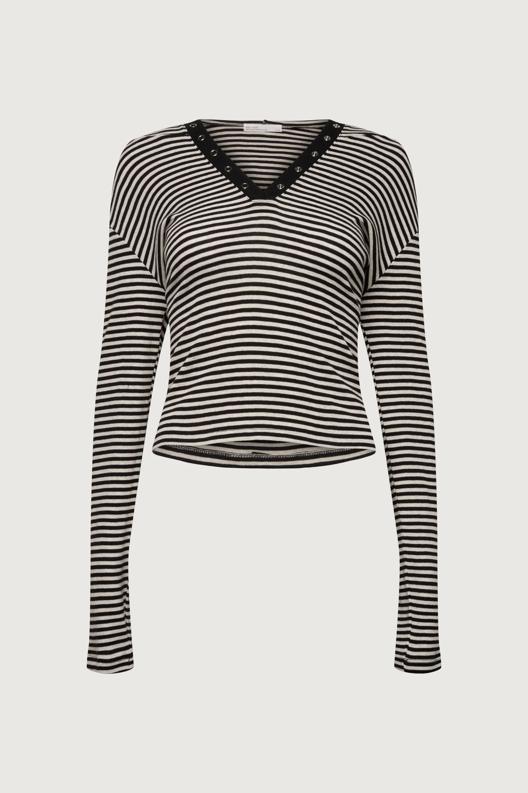 HOODED STRIPED TOP WITH SNAP FRONT DETAIL - Image 6