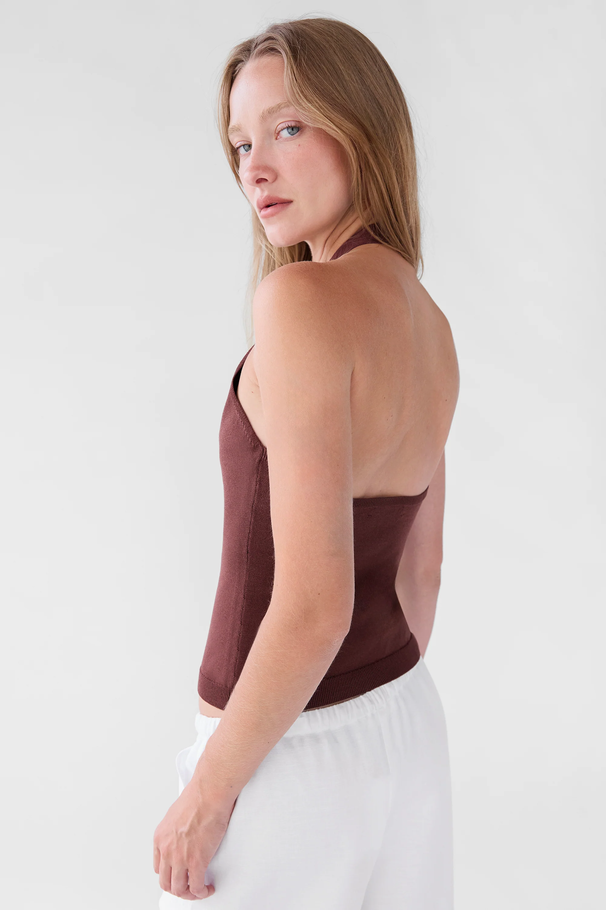 KNIT HALTER BUTTON FRONT TANK - Image 2