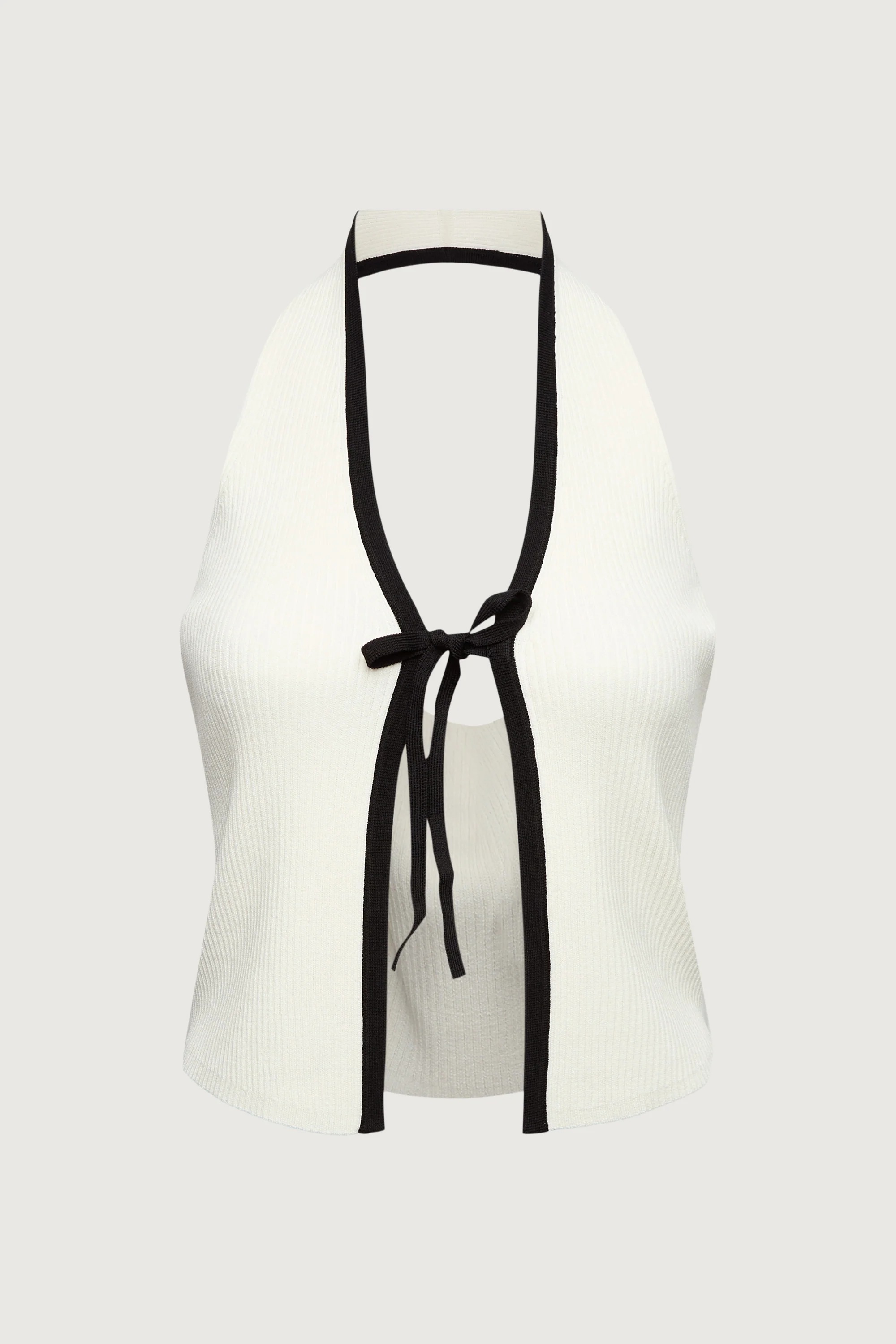KNIT HALTER TOP WITH CONTRAST BOW - Image 6