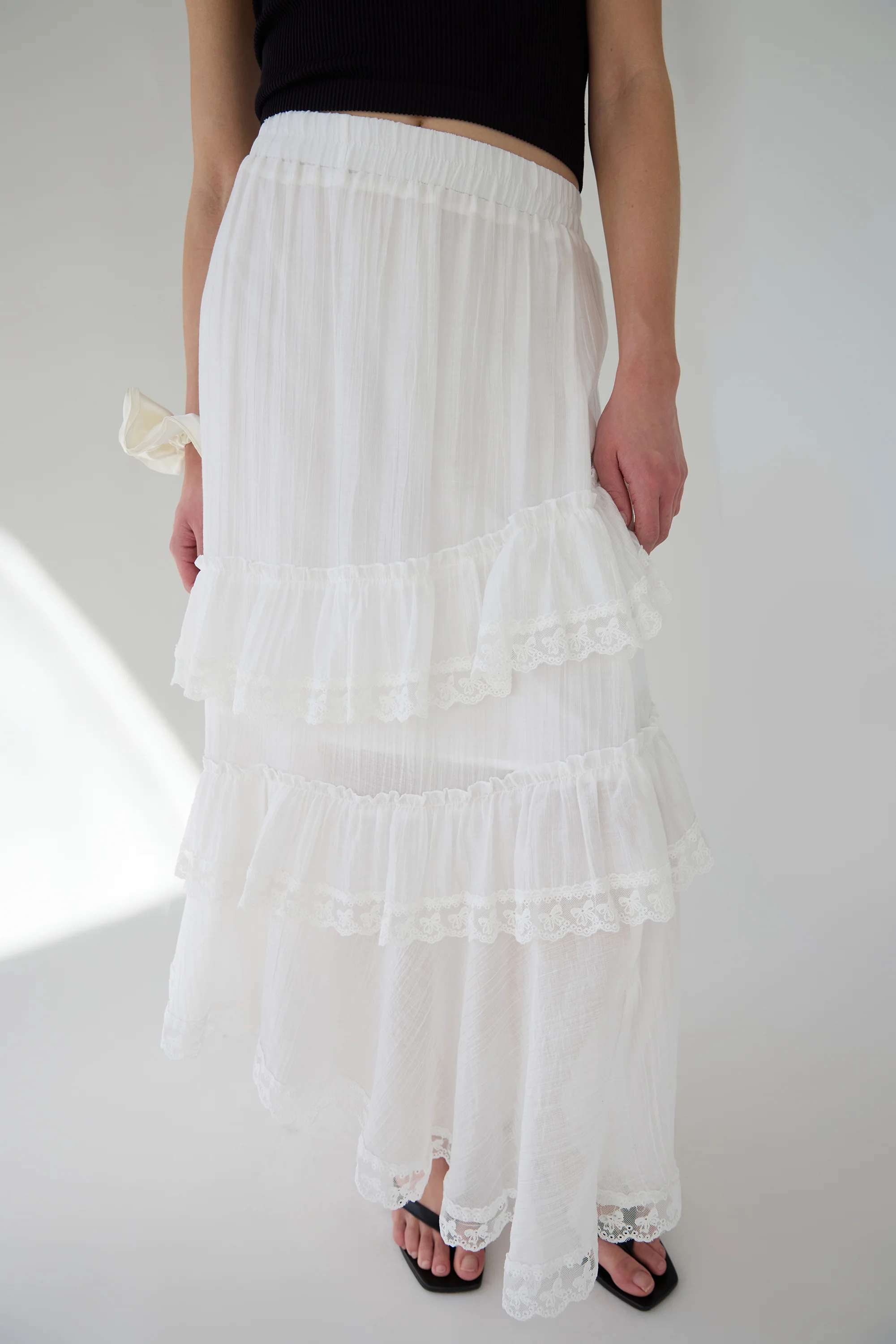 LACE TIERED MAXI SKIRT - Image 2