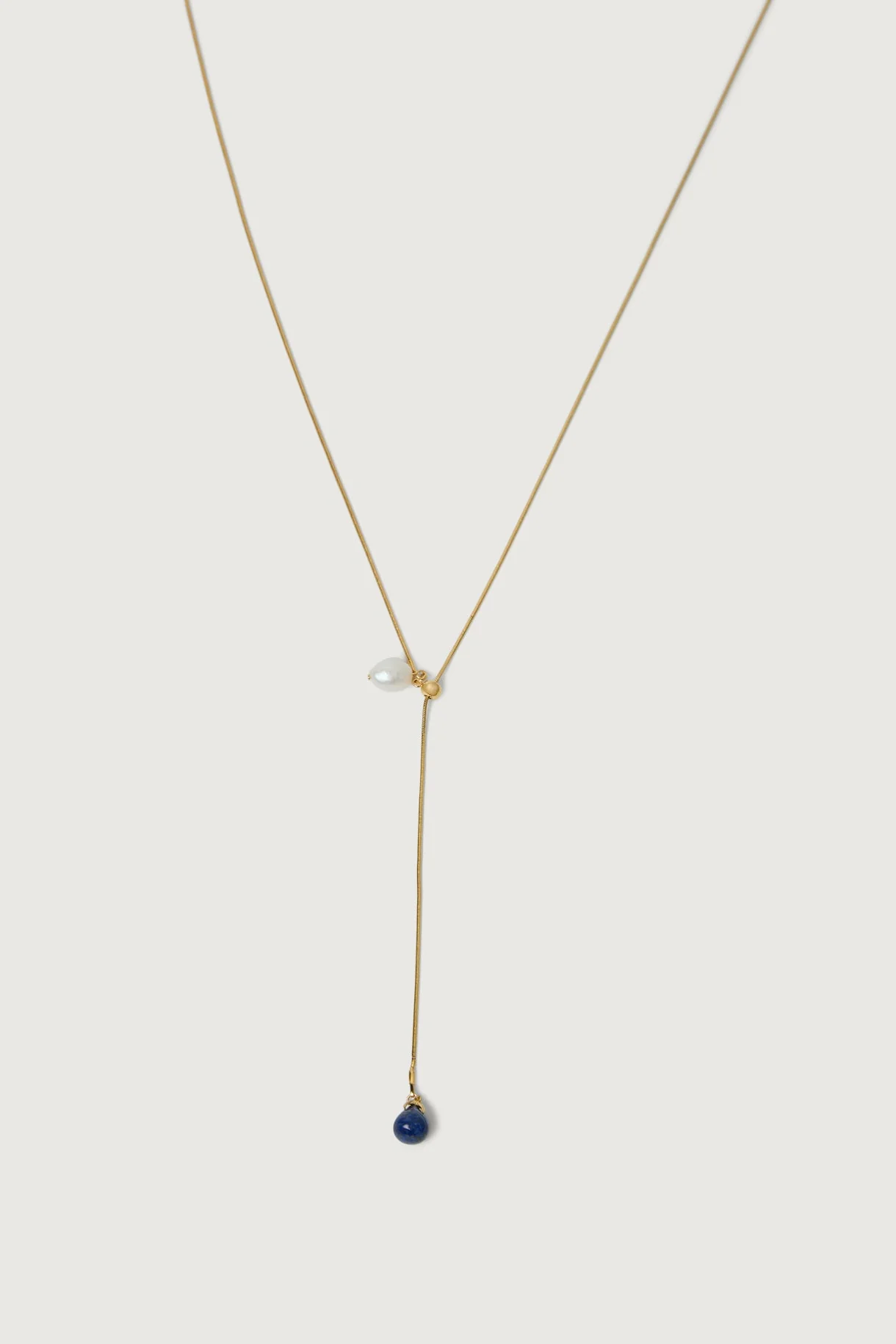 LARIAT NECKLACE WITH PEARL PENDANTS