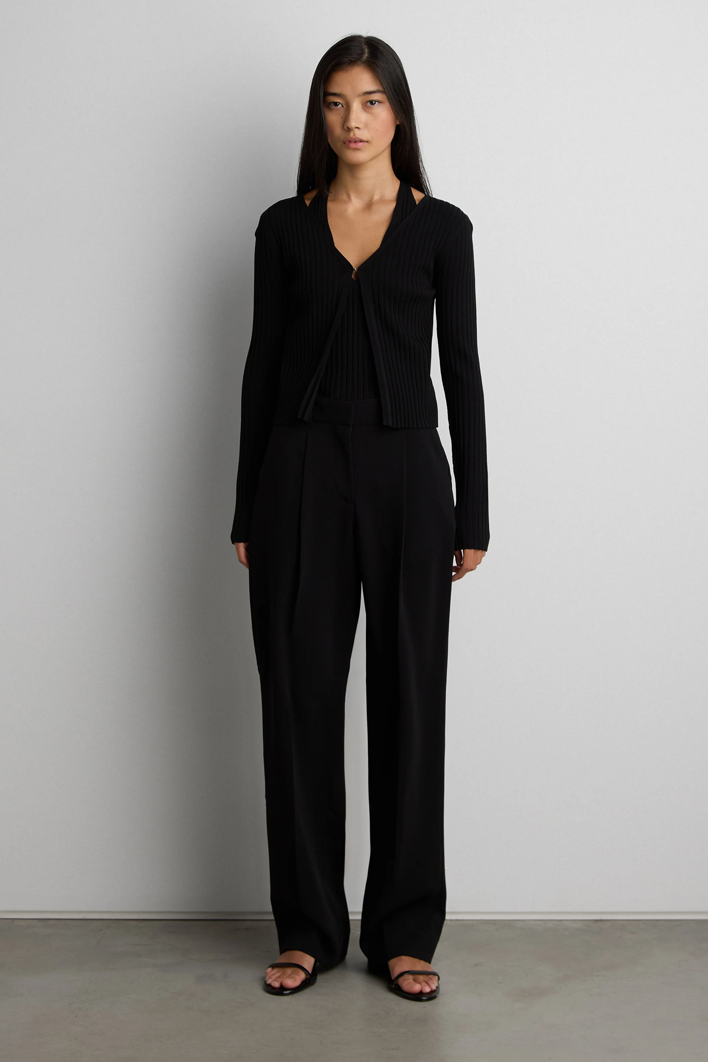 LAYERED EFFECT HALTER CARDIGAN