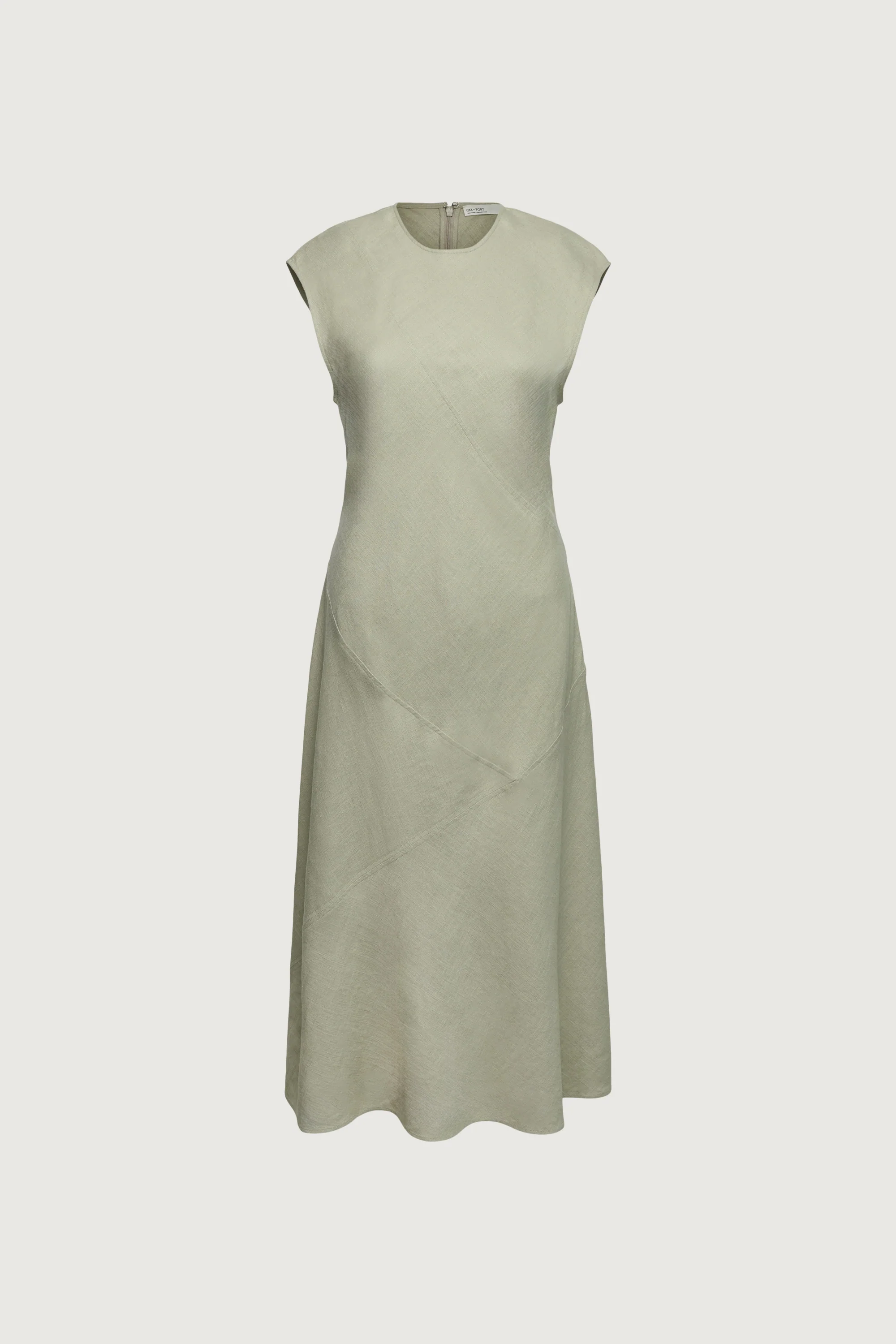 LINEN BLEND SLEEVELESS BIAS CUT MIDI DRESS - Image 10