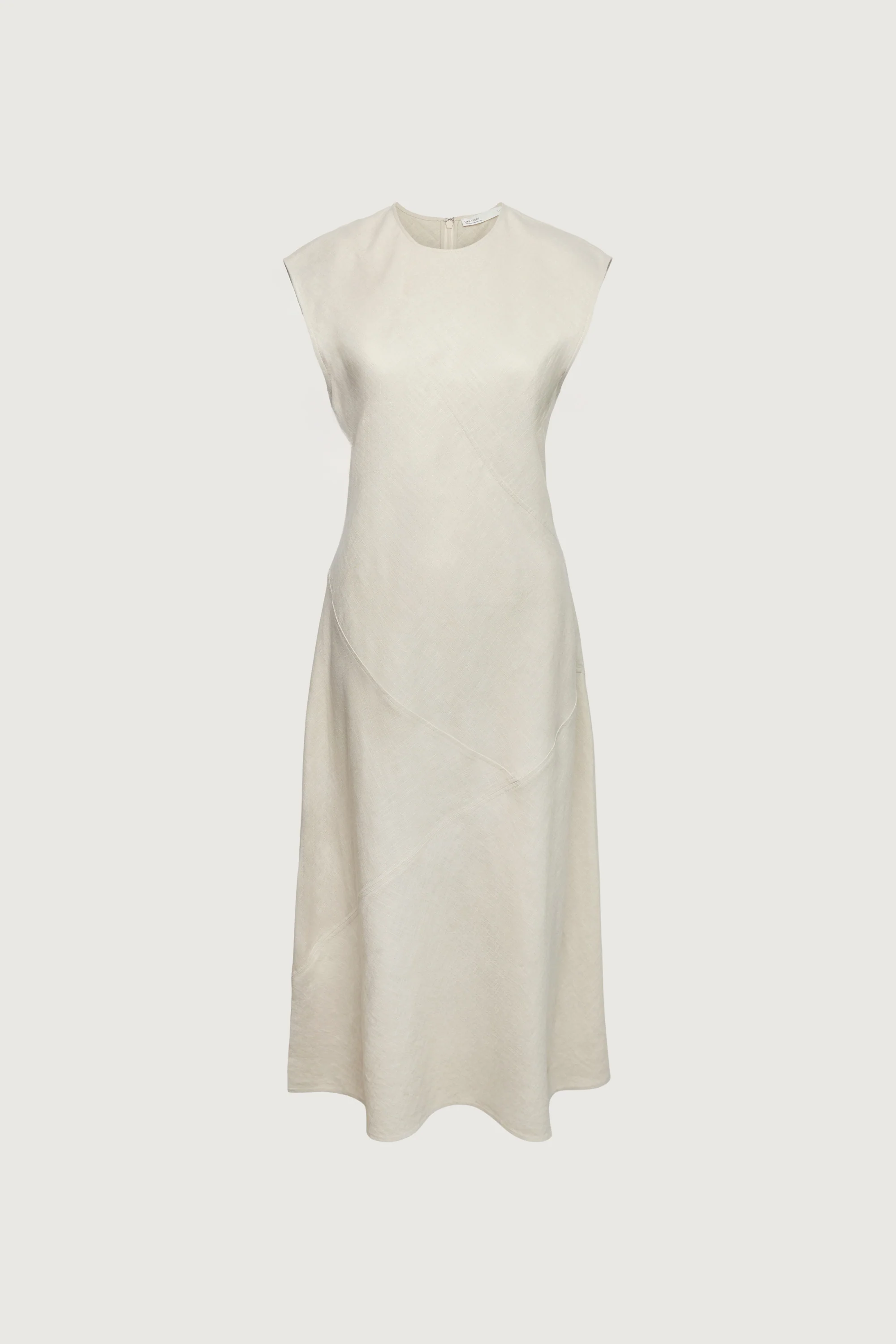 LINEN BLEND SLEEVELESS BIAS CUT MIDI DRESS - Image 9