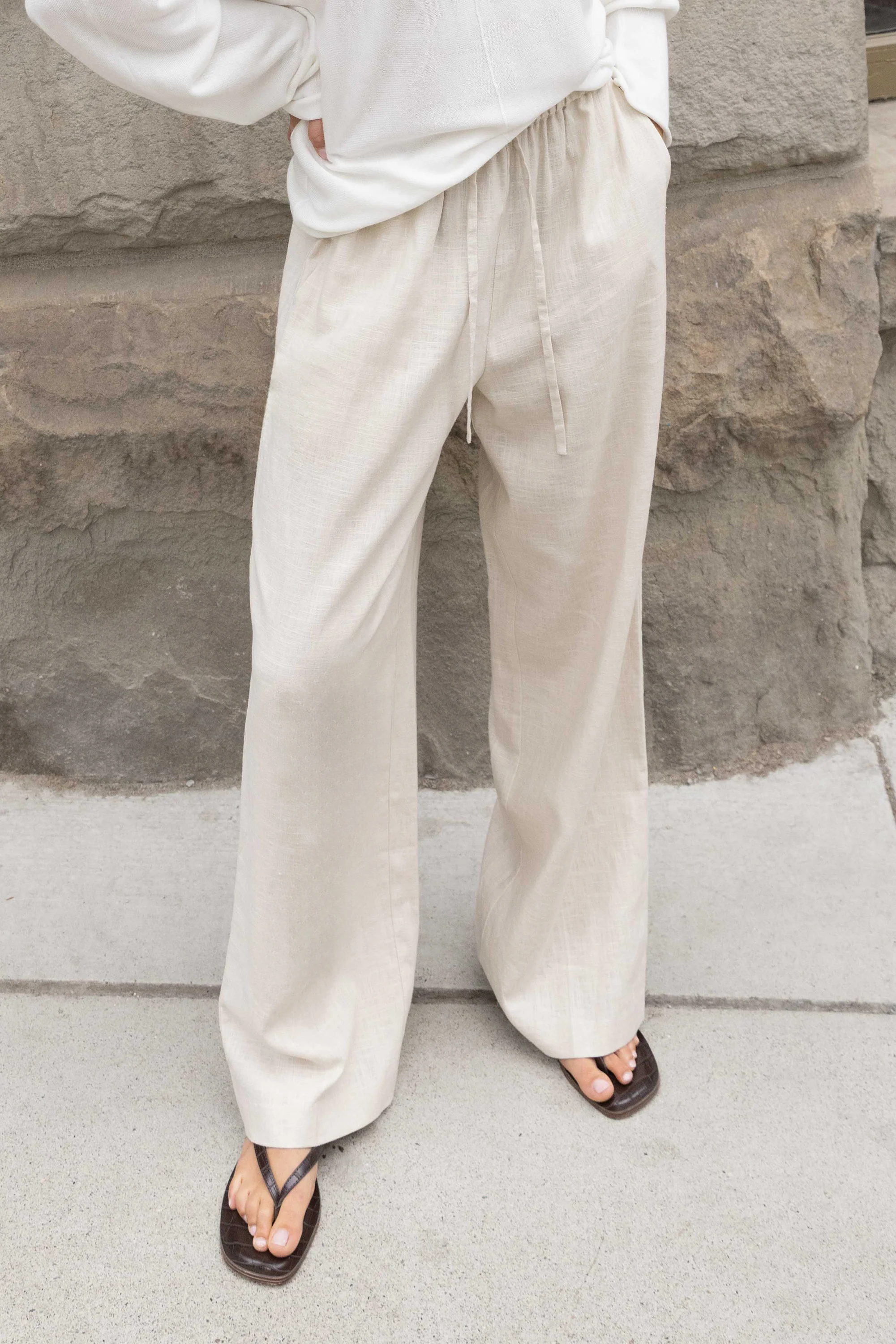 LINEN BLEND WIDE LEG PANT - Image 13
