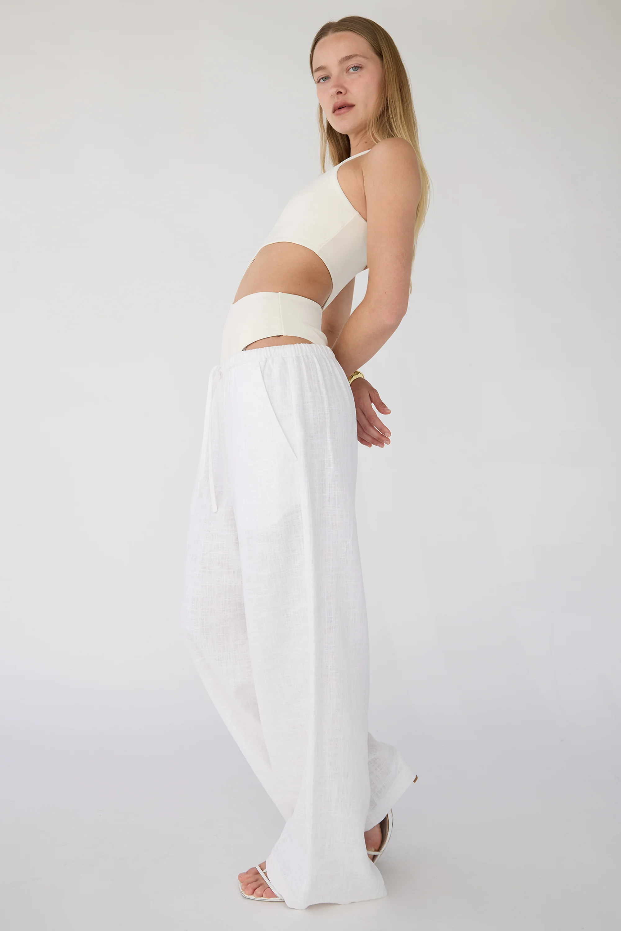 LINEN BLEND WIDE LEG PANT - Image 15