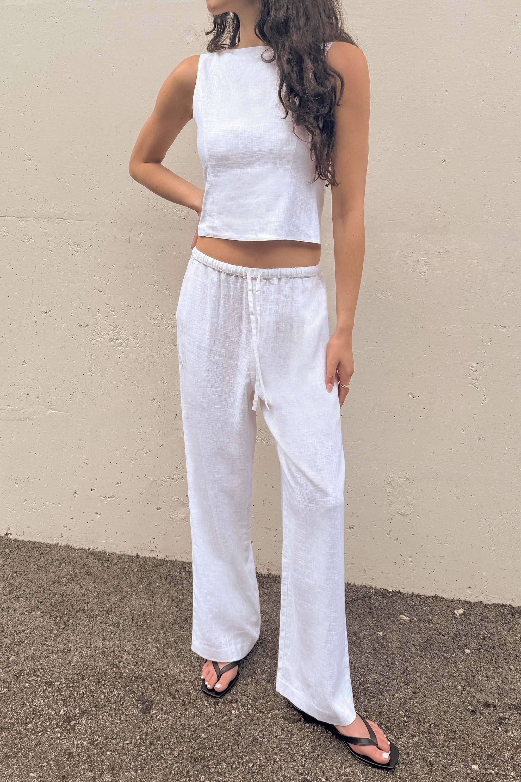 LINEN BLEND WIDE LEG PANT - Image 9