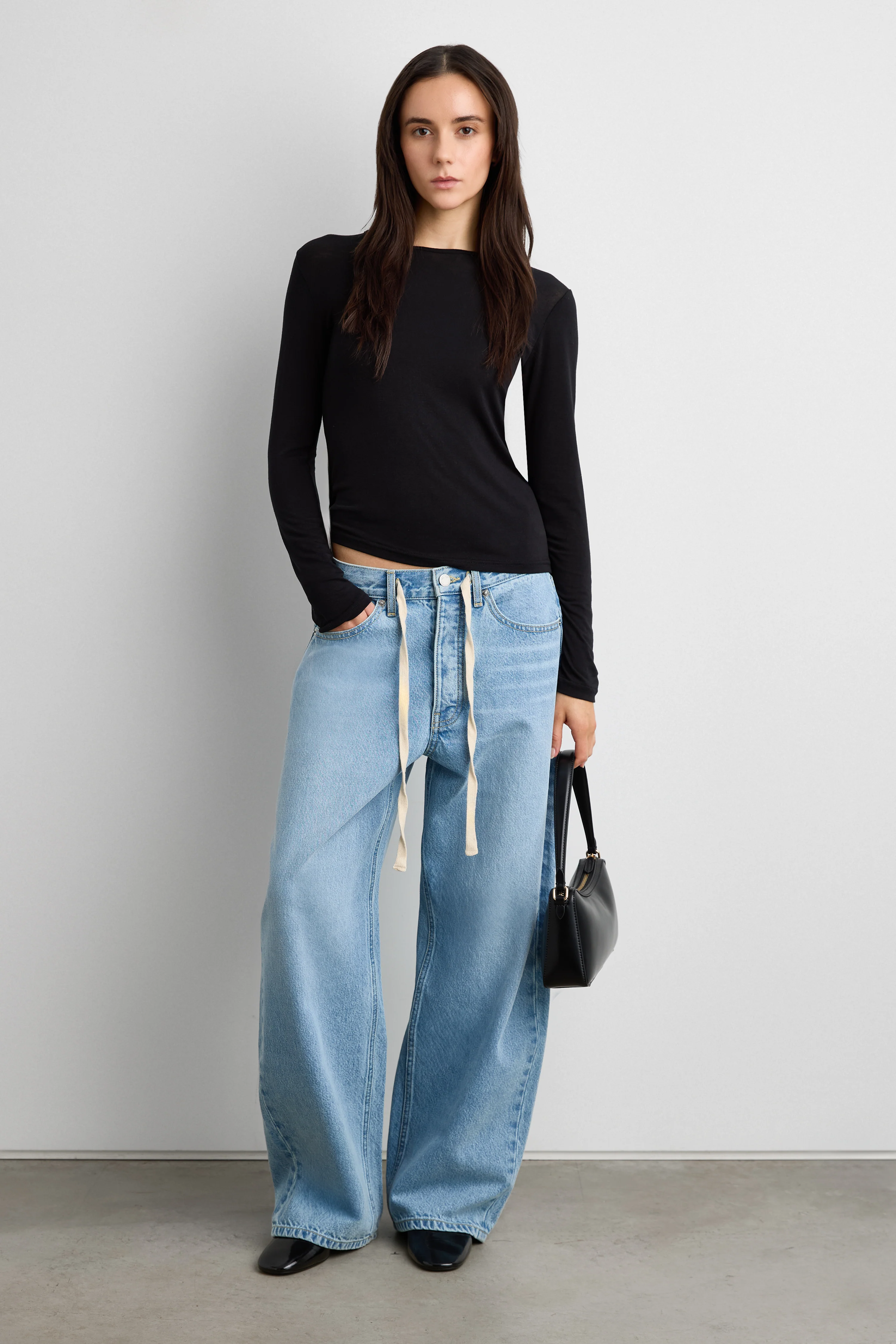 MID-RISE WIDE LEG JEAN WITH DRAWSTRING WAIST - Image 7