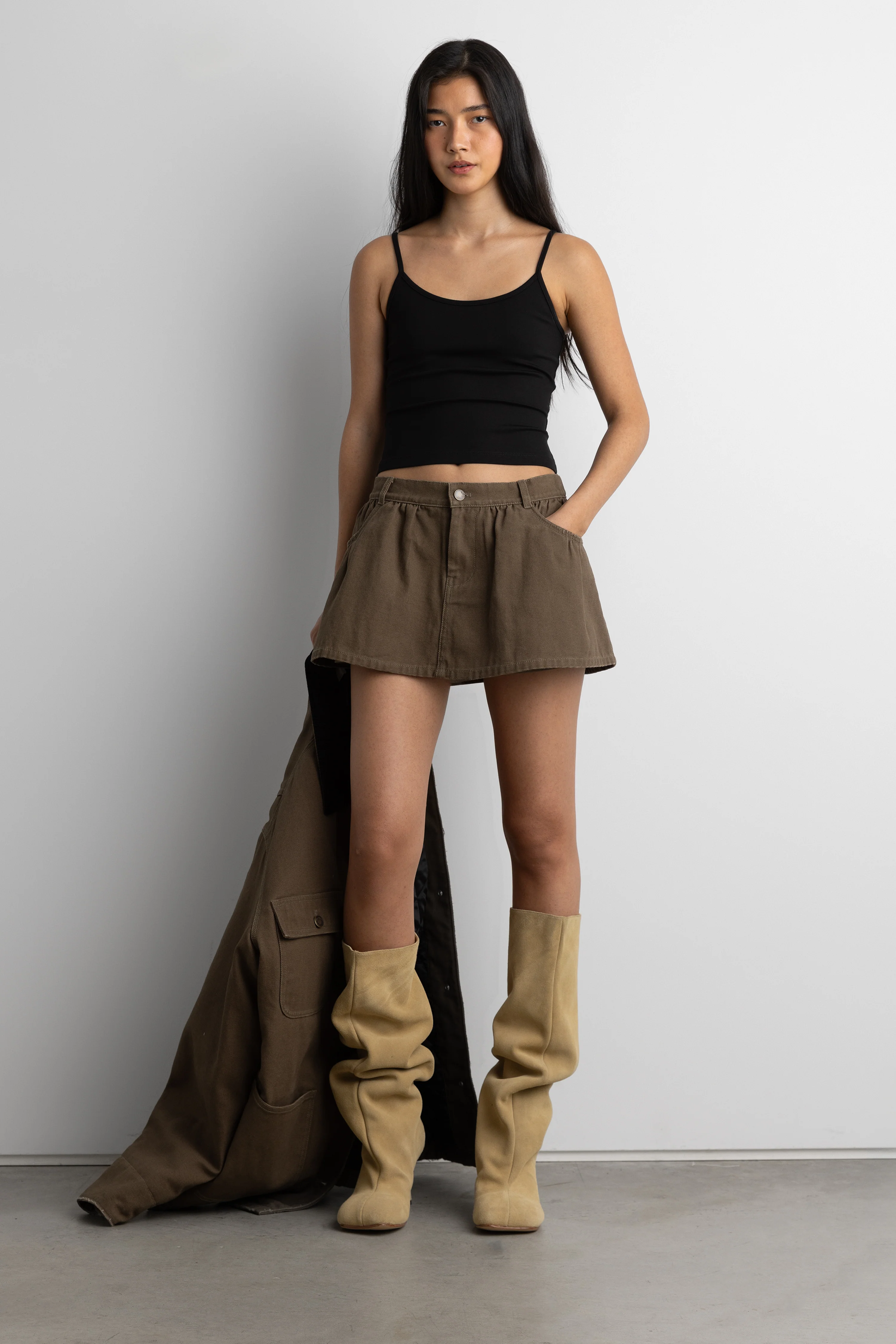 MINI CANVAS PLEATED SKORT
