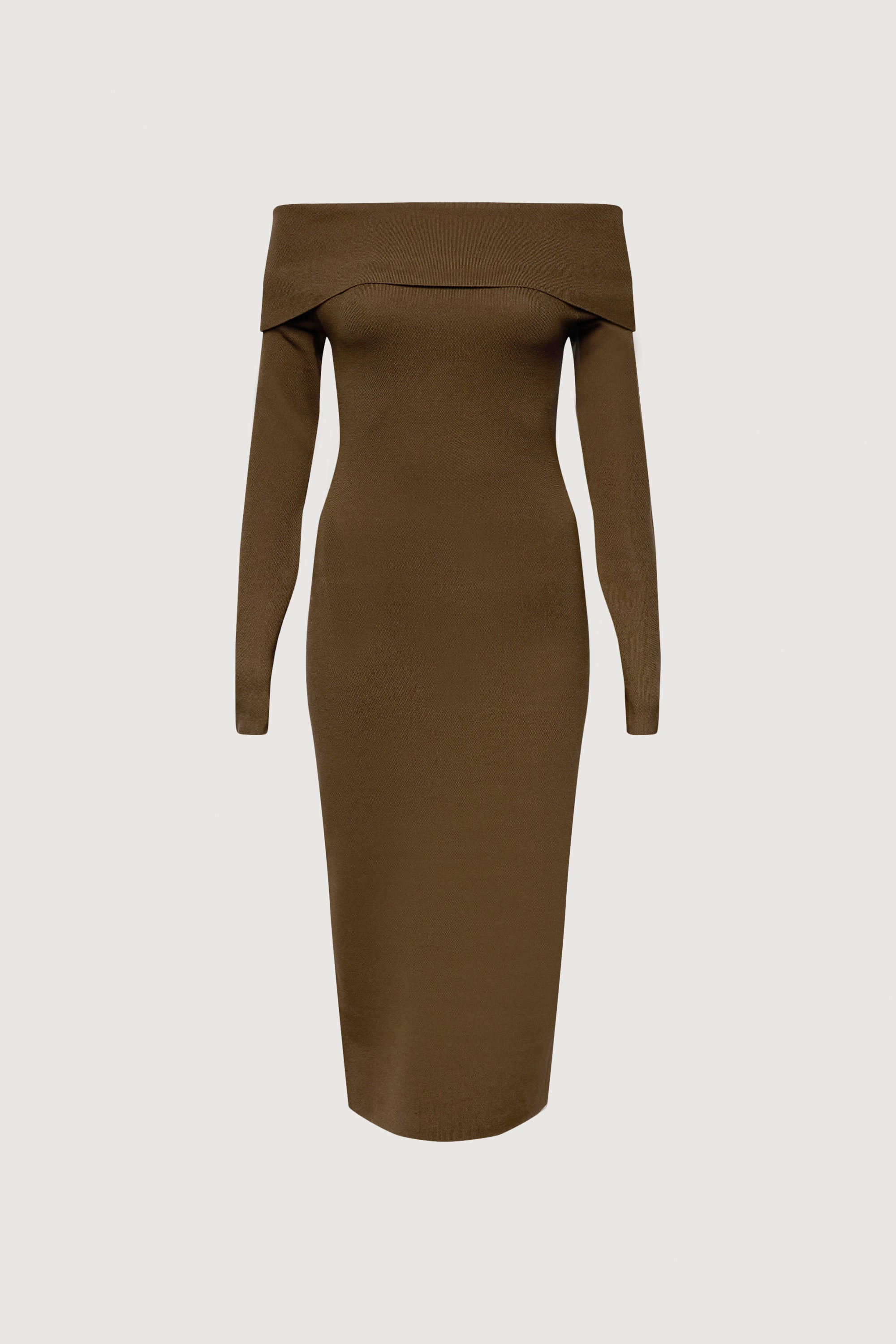 OFF THE SHOULDER LONG SLEEVE MIDI DRESS - Image 5