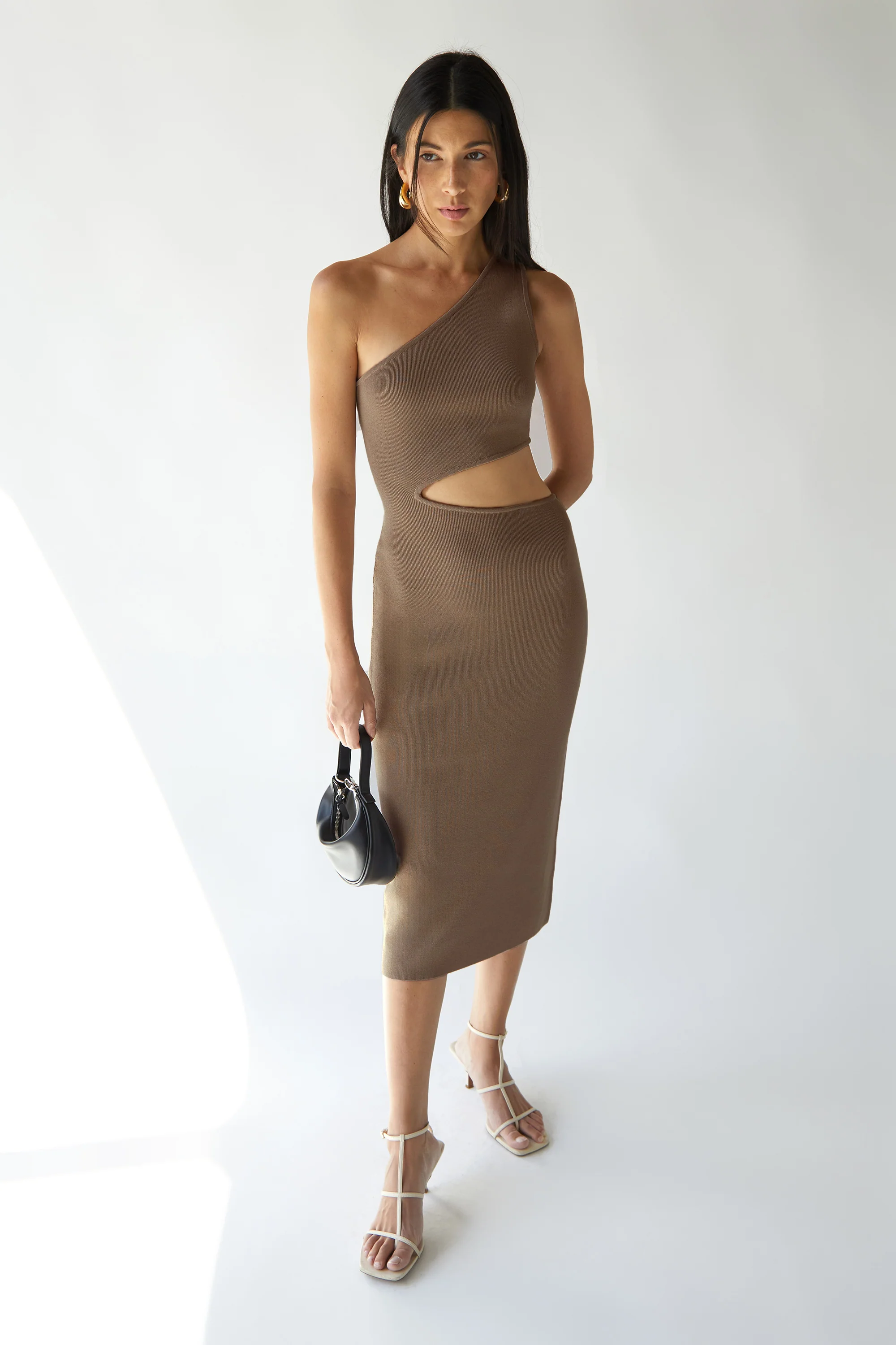 ONE SHOULDER KNIT MIDI DRESS WITH CUTOUT - Image 3