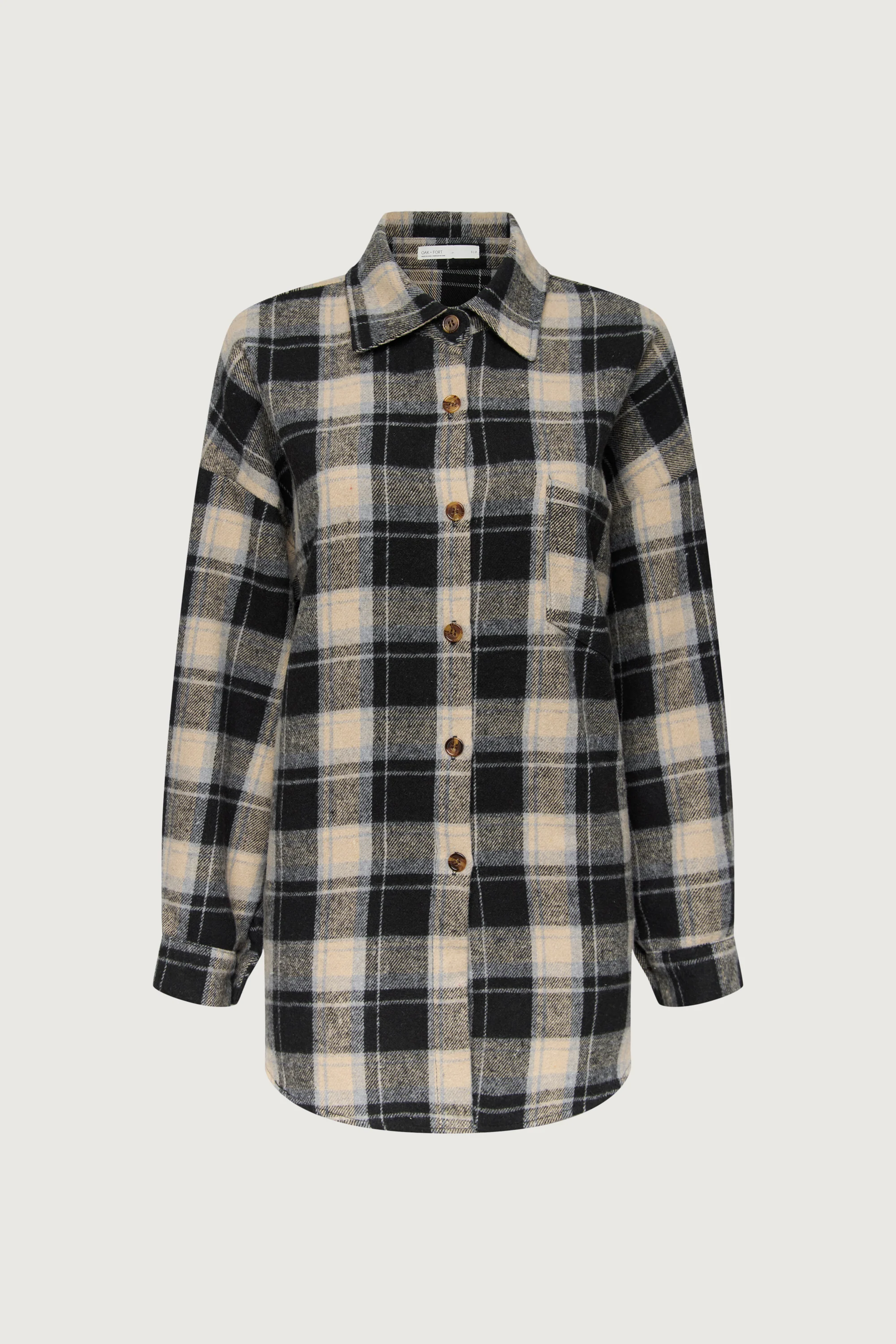 OVERSIZED BRUSHED WOOL PLAID BUTTON UP SHIRT - Image 6