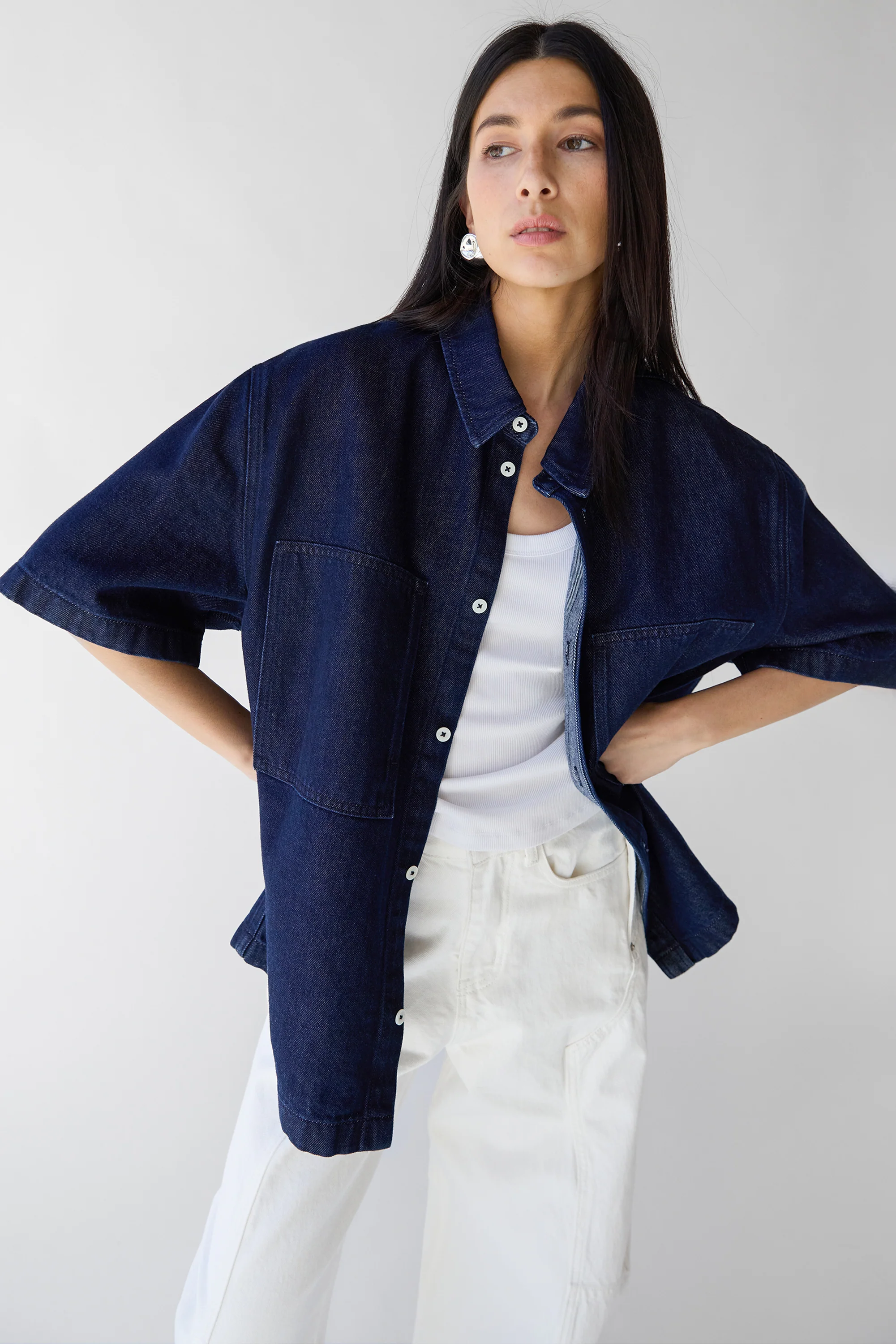 OVERSIZED SHORT SLEEVE DENIM SHIRT - Image 5