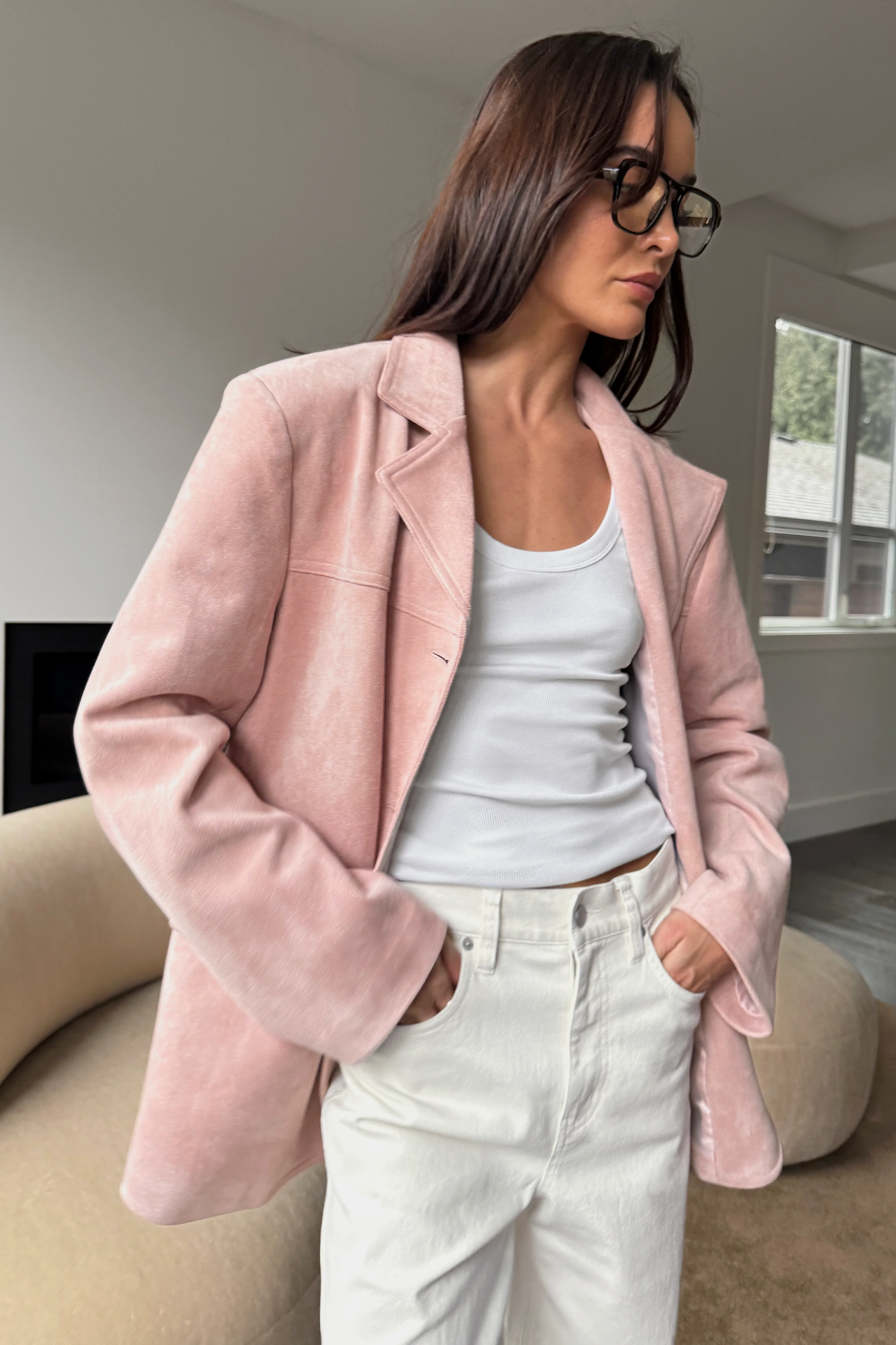 OVERSIZED VEGAN SUEDE BLAZER - Image 13