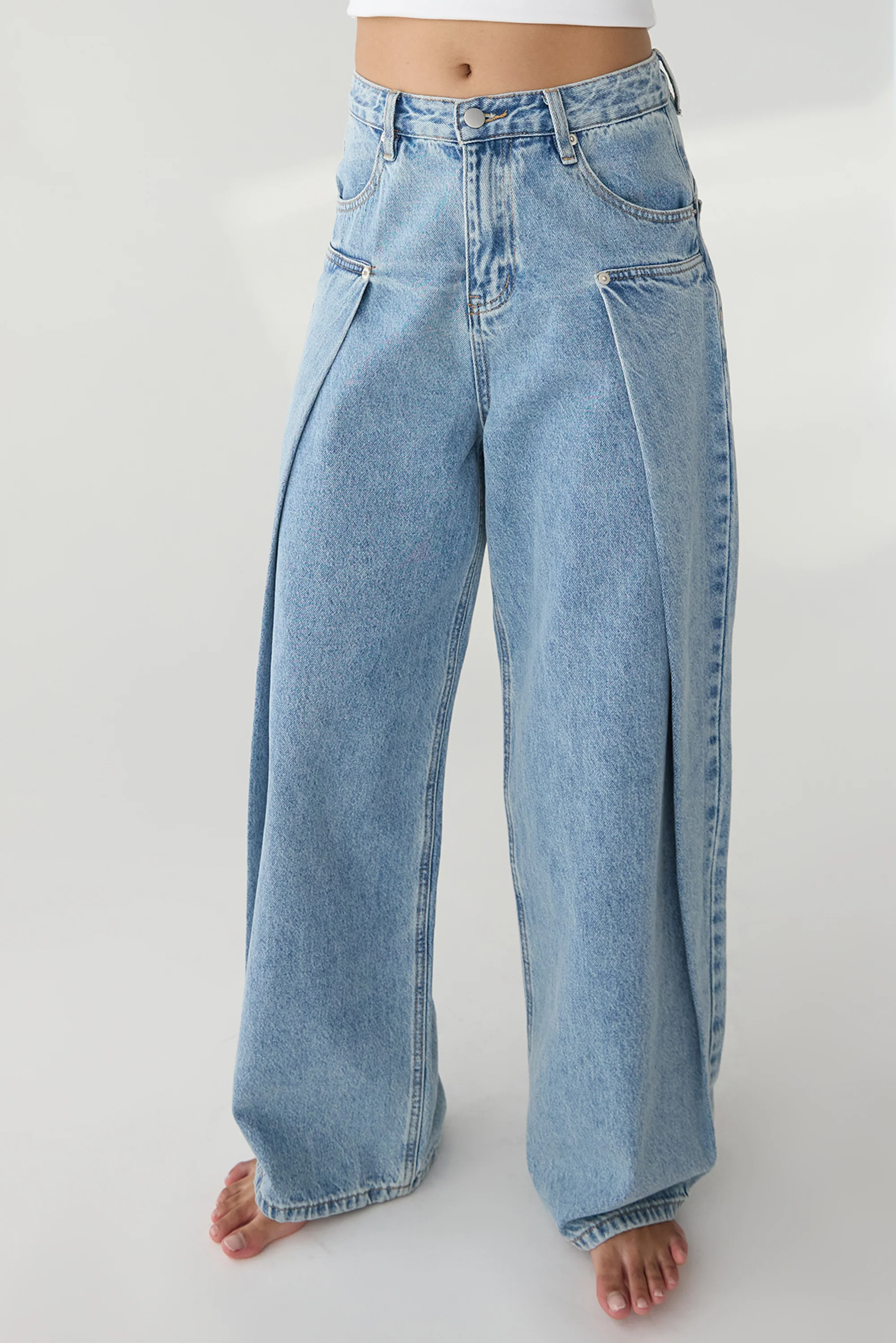 PIN TUCK WIDE LEG DENIM JEAN - Image 6