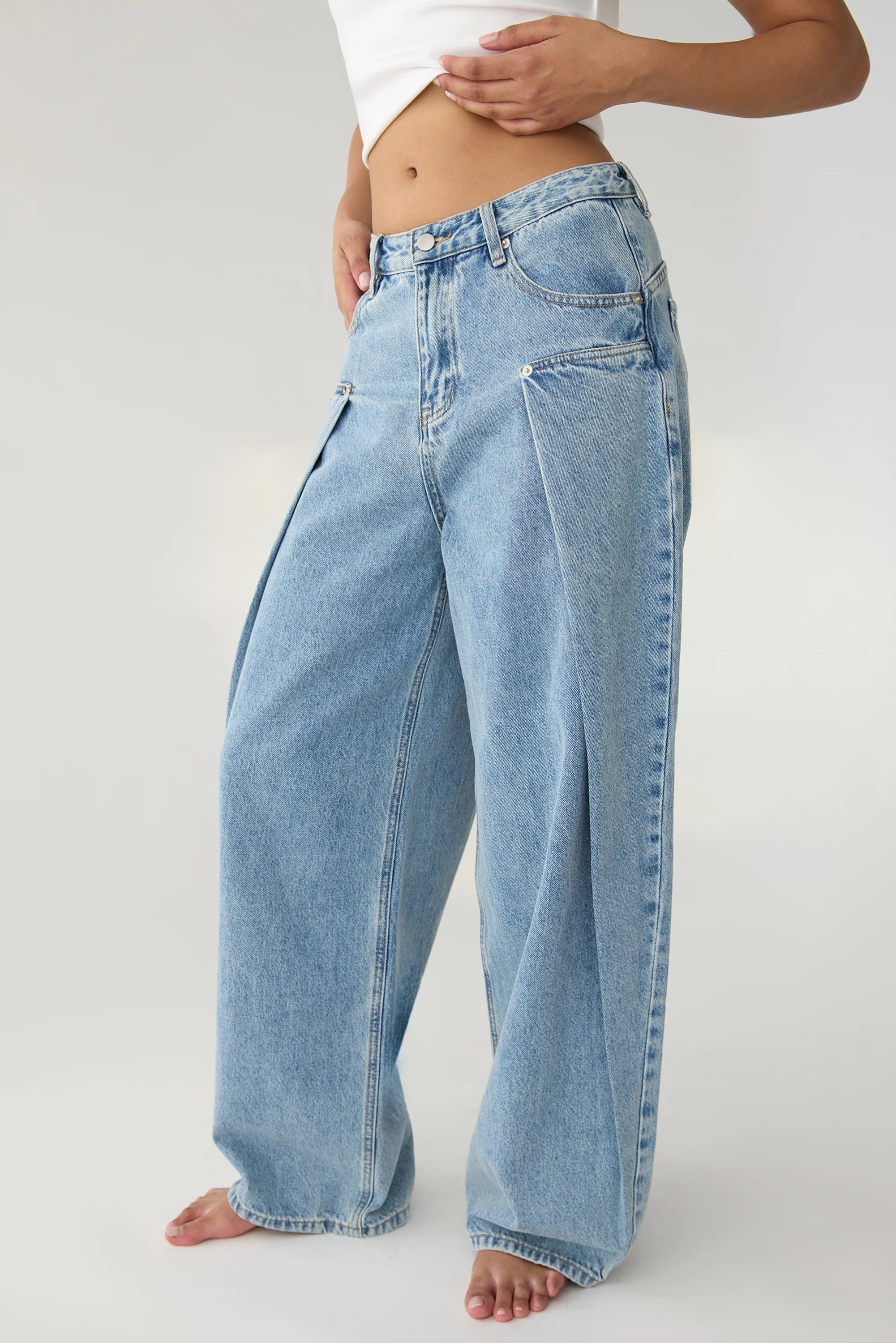 PIN TUCK WIDE LEG DENIM JEAN - Image 8