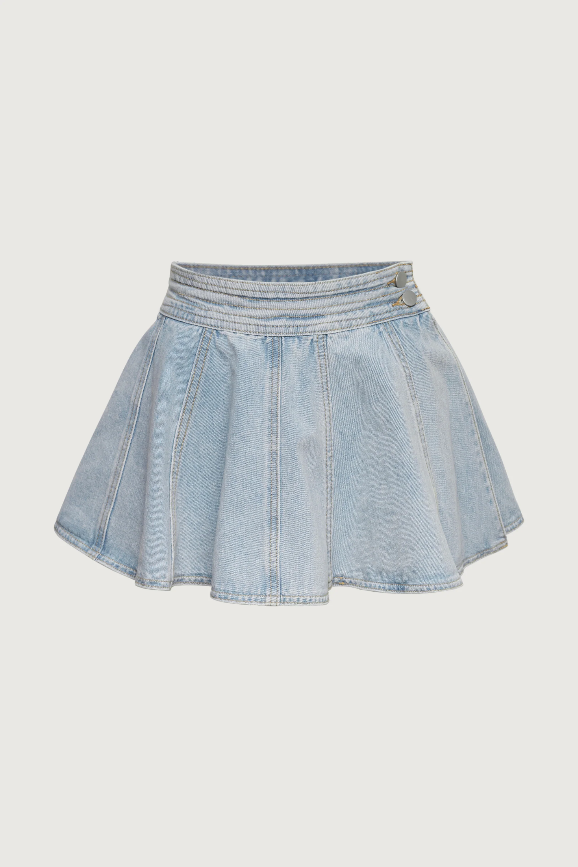 PLEATED DENIM MINI SKORT - Image 6