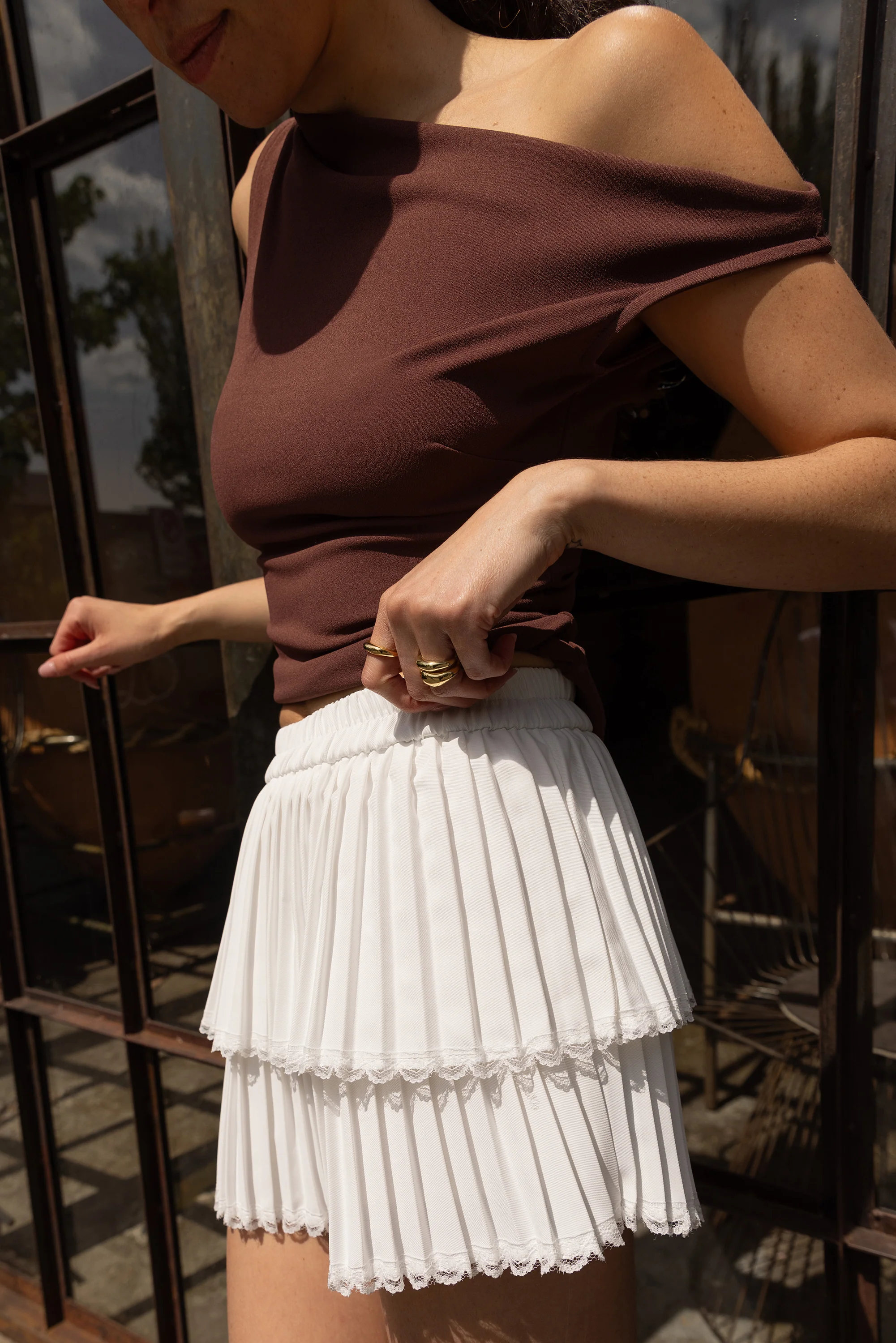 PLEATED TIERED MINI SKORT - Image 7