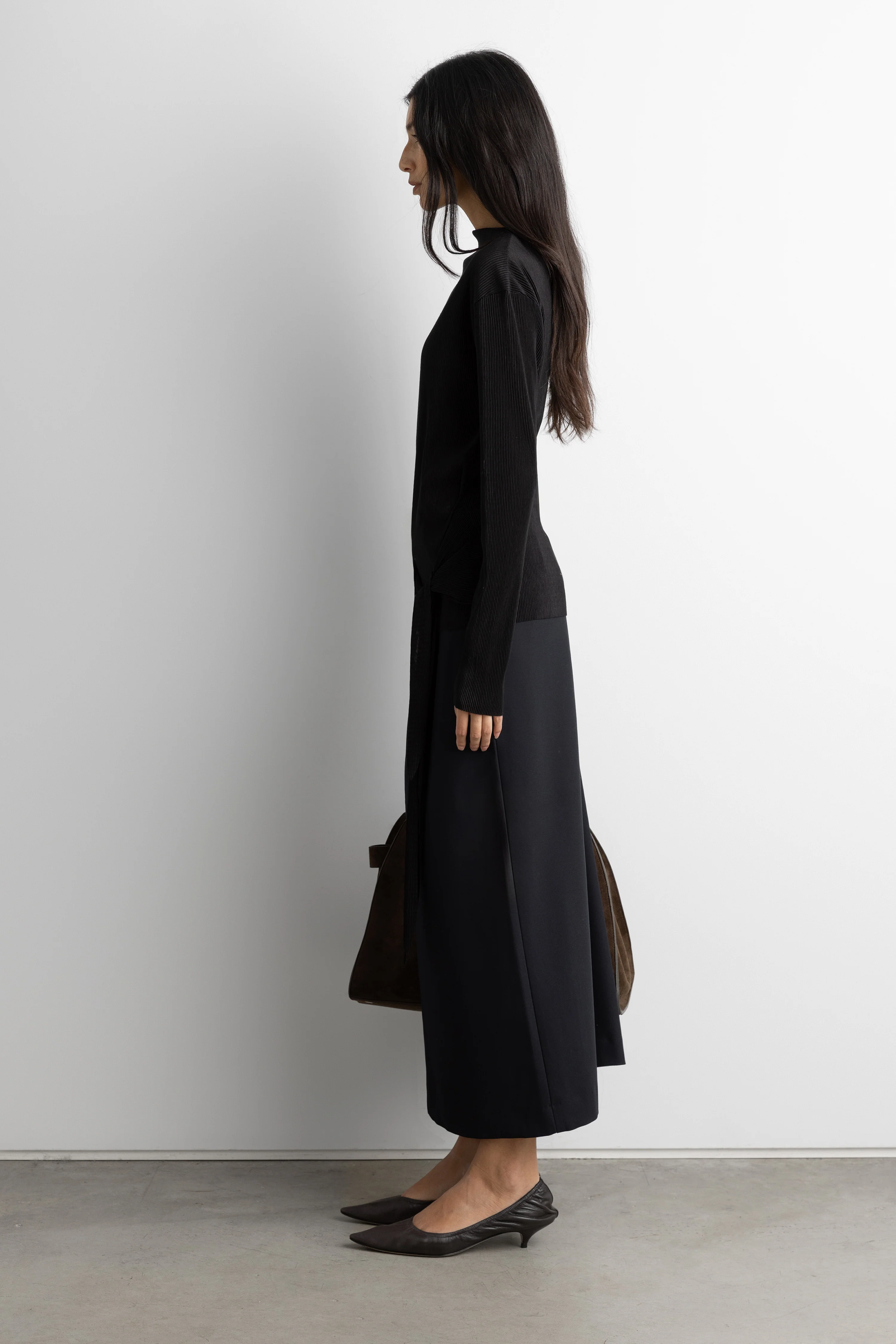 PLISSE LONG SLEEVE TOP WITH WAIST TIE - Image 3