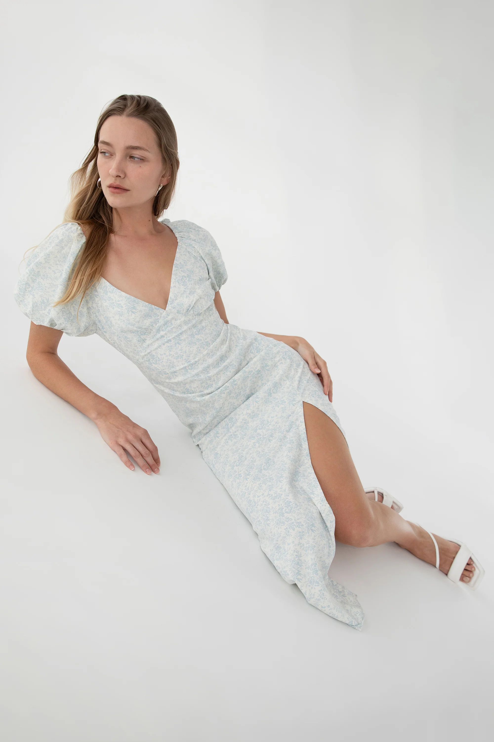 PUFF SLEEVE FLORAL MIDI DRESS - Image 3