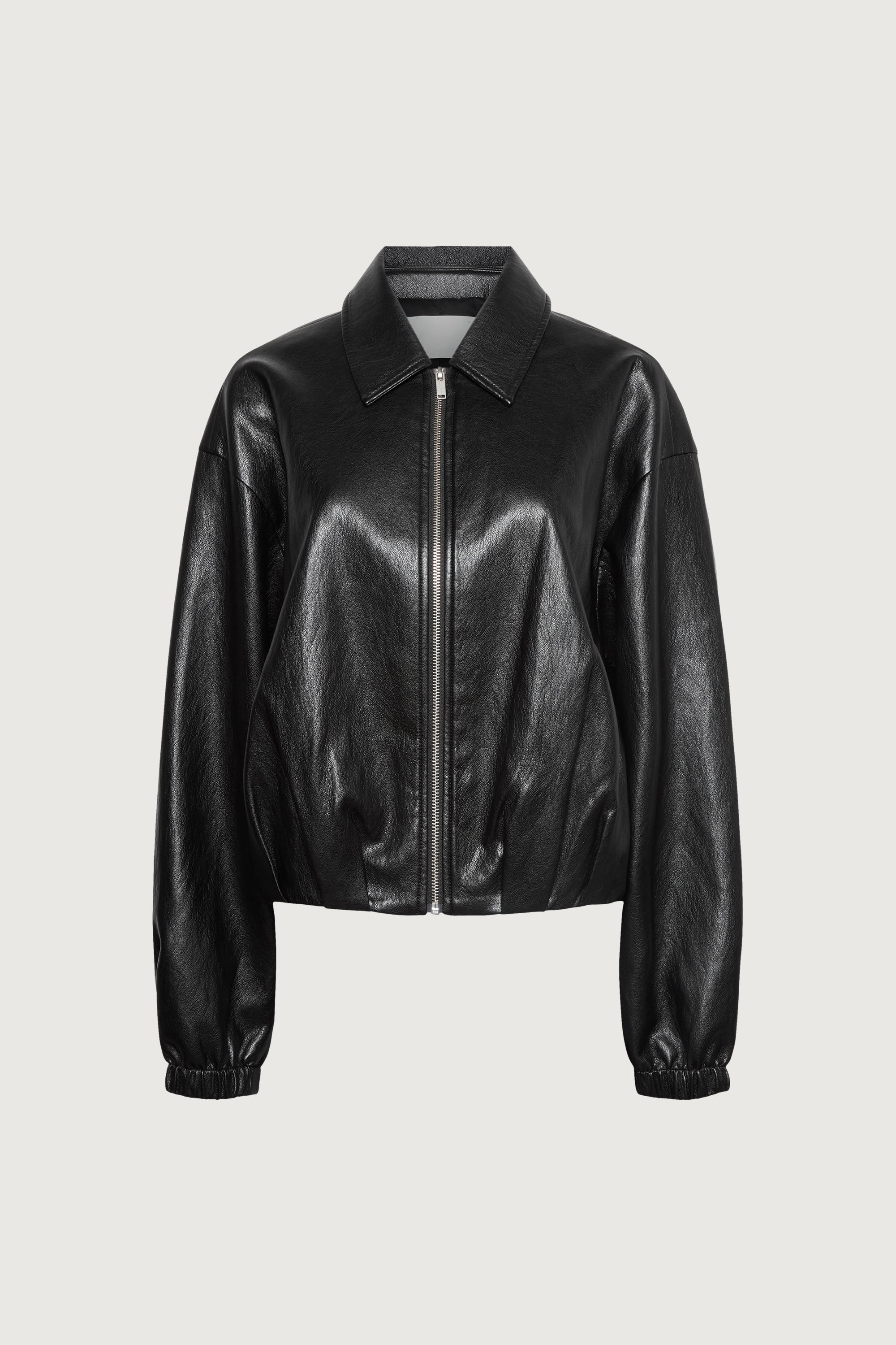 PUFFED VEGAN LEATHER BOMBER JACKET WITH PLEATS - Image 4