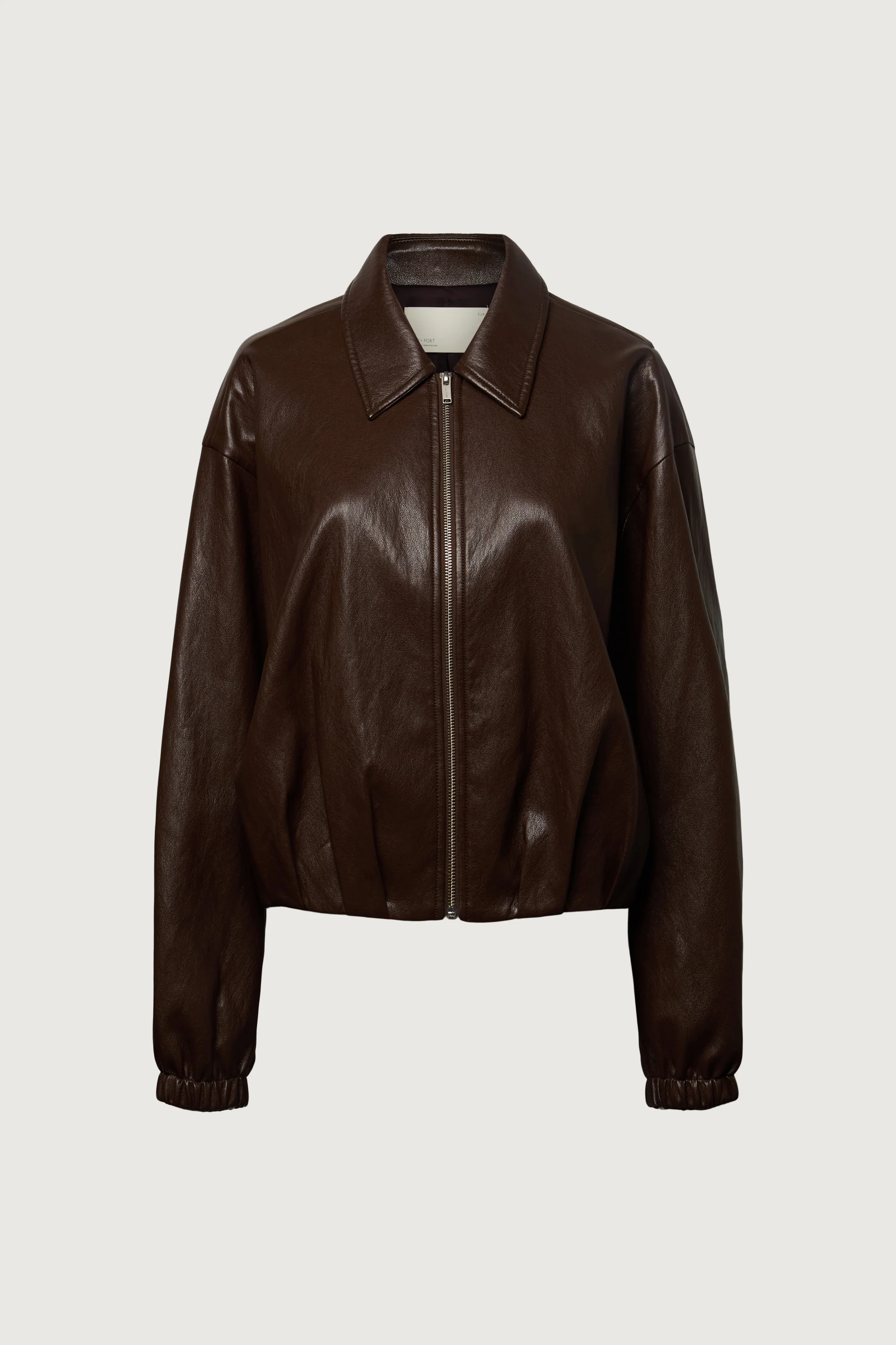 PUFFED VEGAN LEATHER BOMBER JACKET WITH PLEATS - Image 8