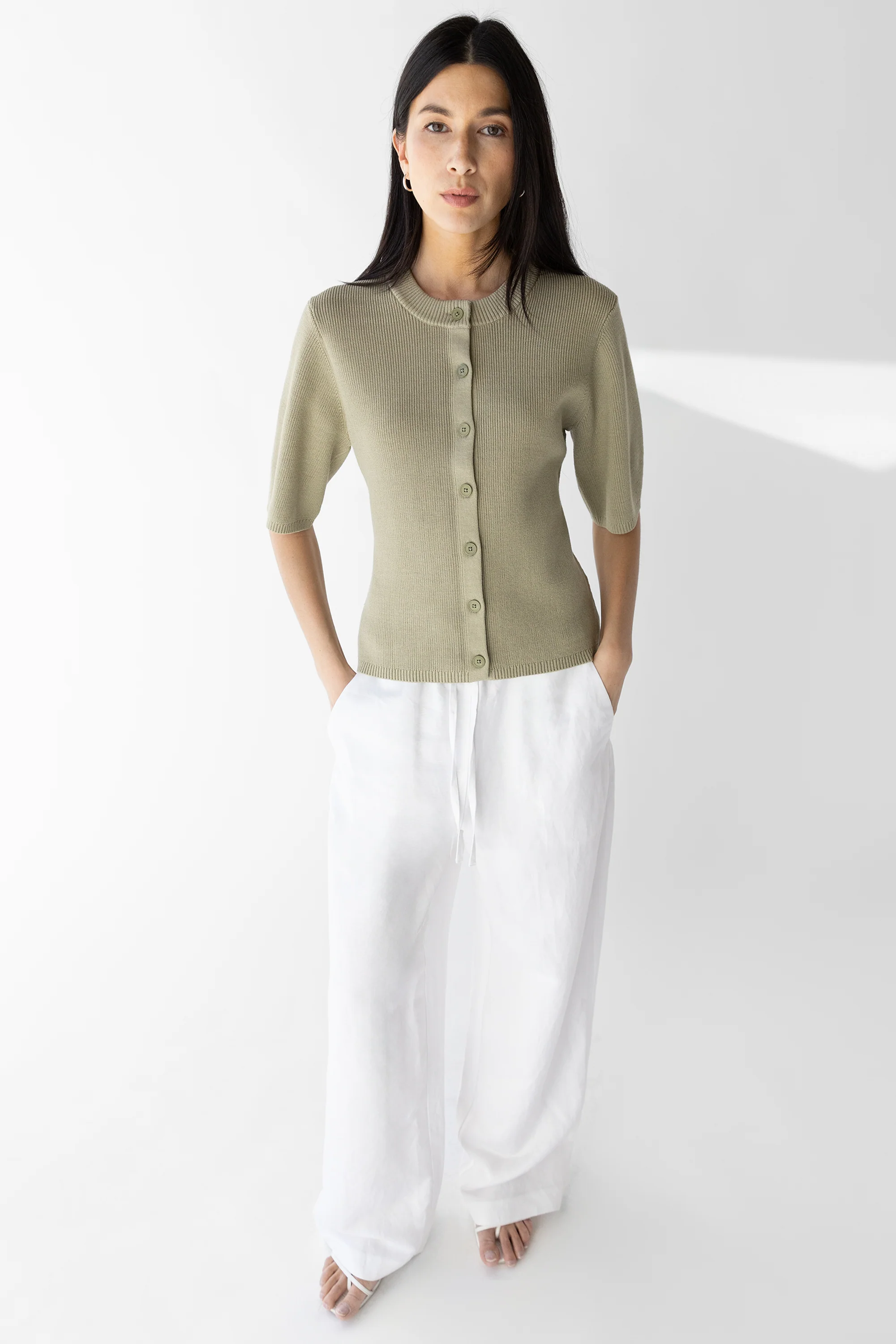 QUARTER LENGTH SLEEVE BUTTON FRONT CARDIGAN - Image 2