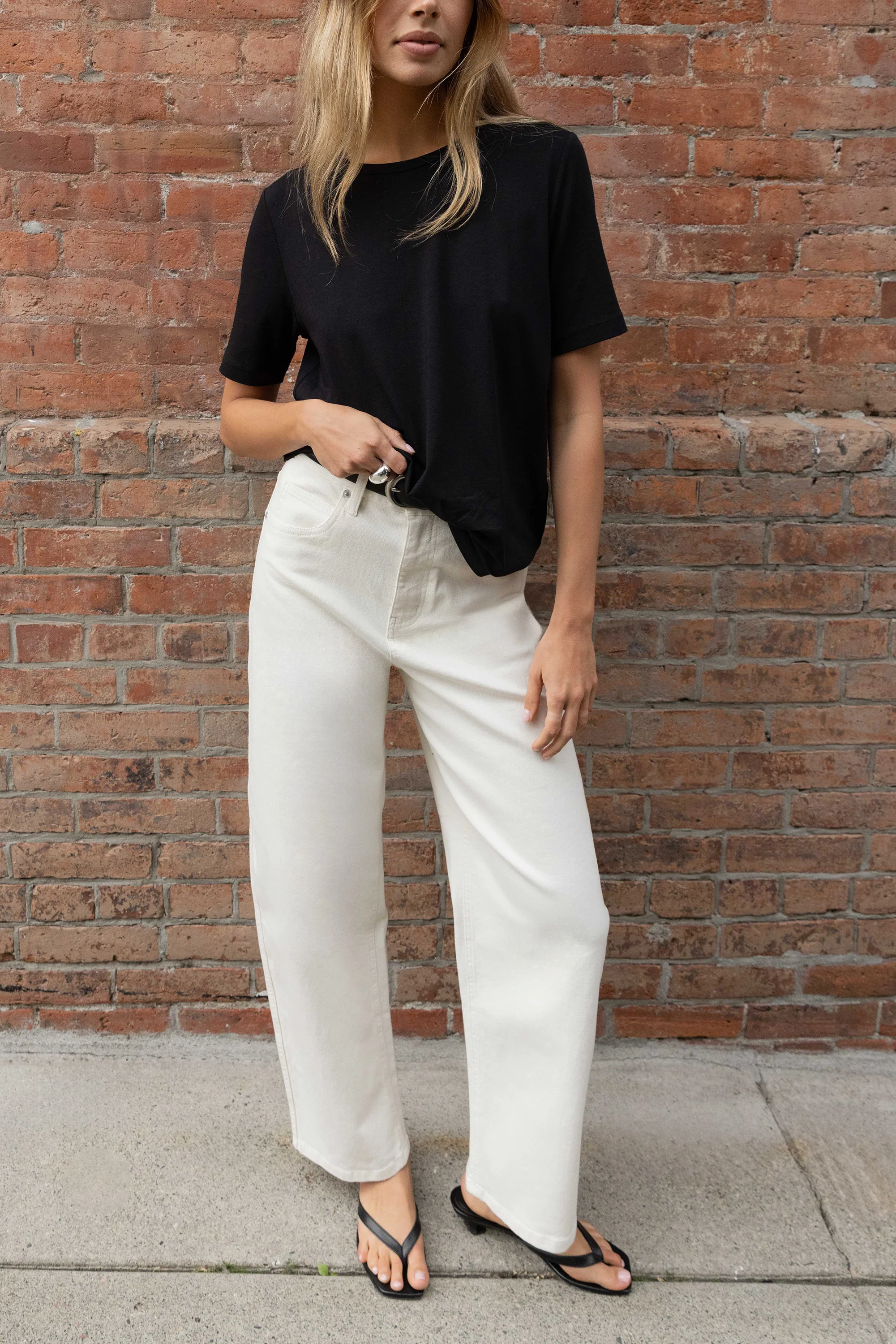 REGULAR LENGTH TWILL BARREL LEG PANT - Image 9