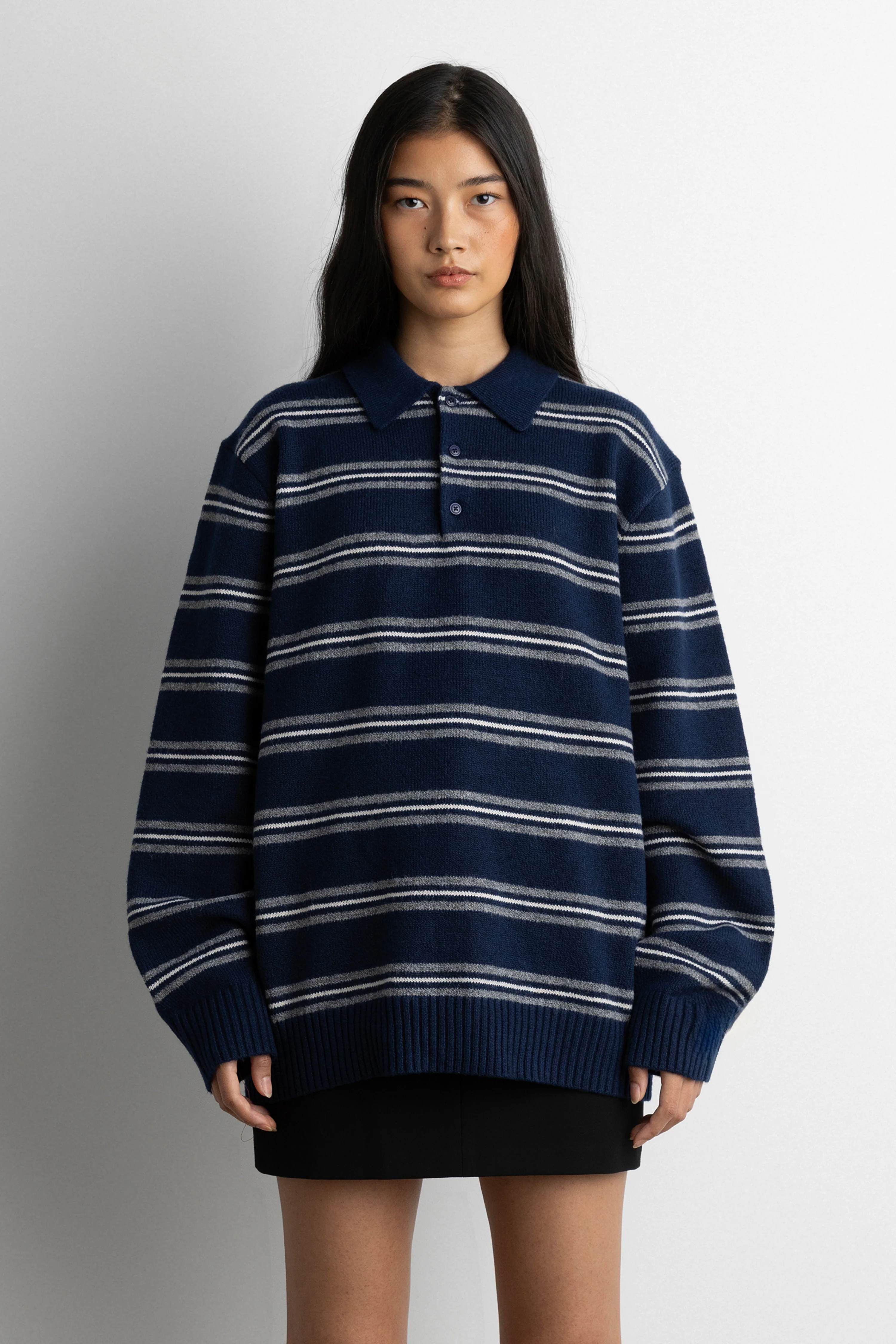 STRIPED LONG SLEEVE POLO SWEATER - Image 11
