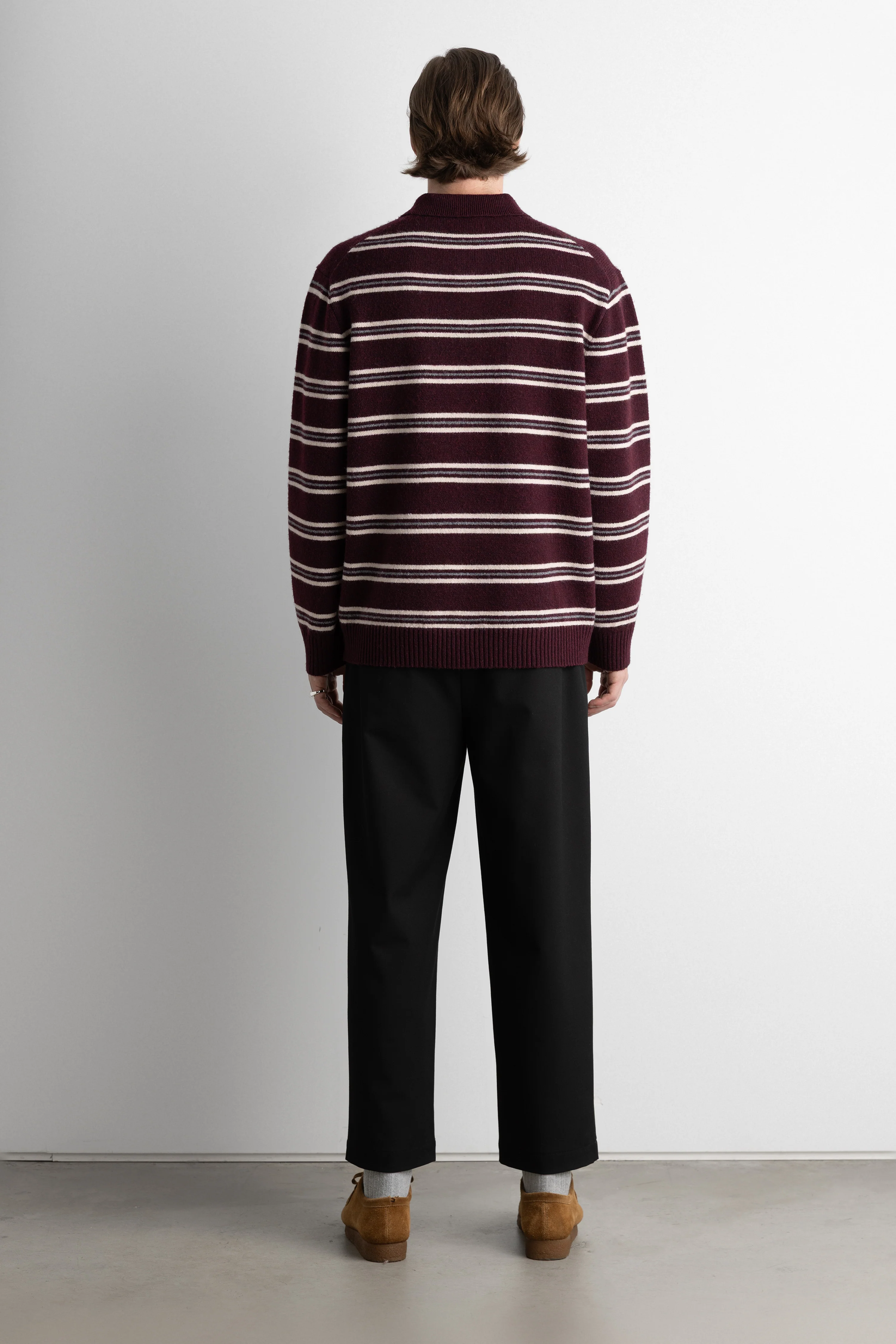 STRIPED LONG SLEEVE POLO SWEATER - Image 3