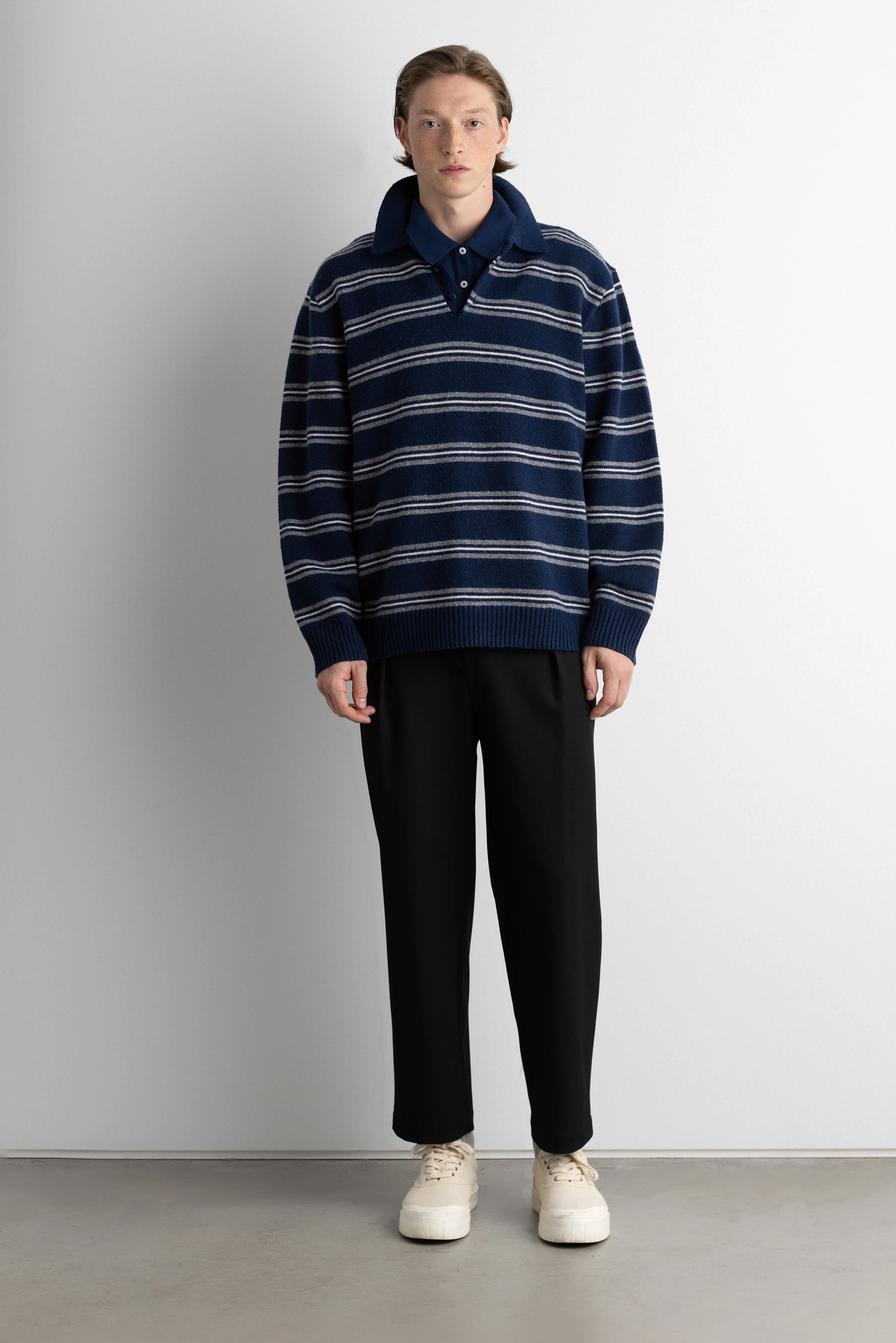 STRIPED LONG SLEEVE POLO SWEATER - Image 7