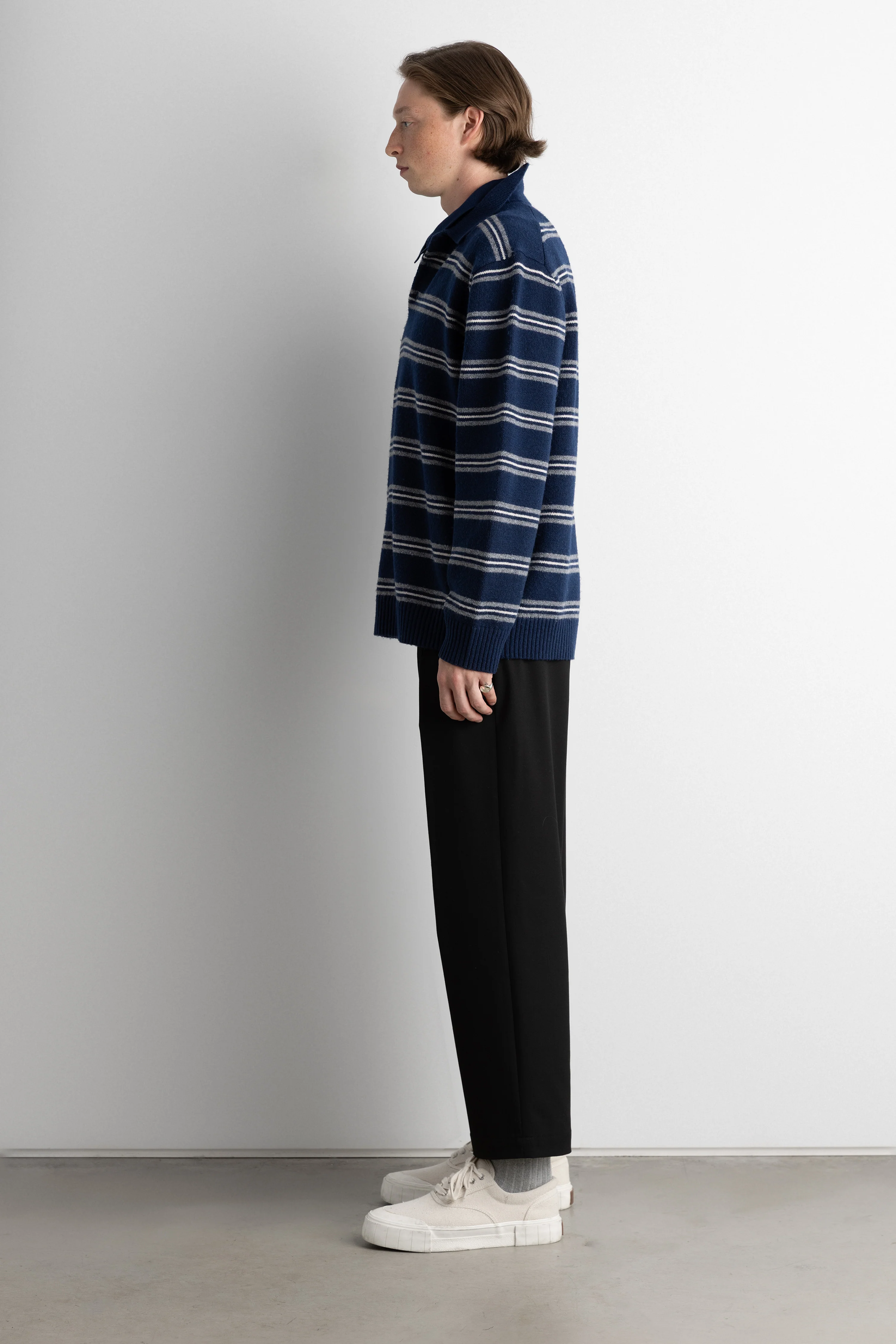 STRIPED LONG SLEEVE POLO SWEATER - Image 9