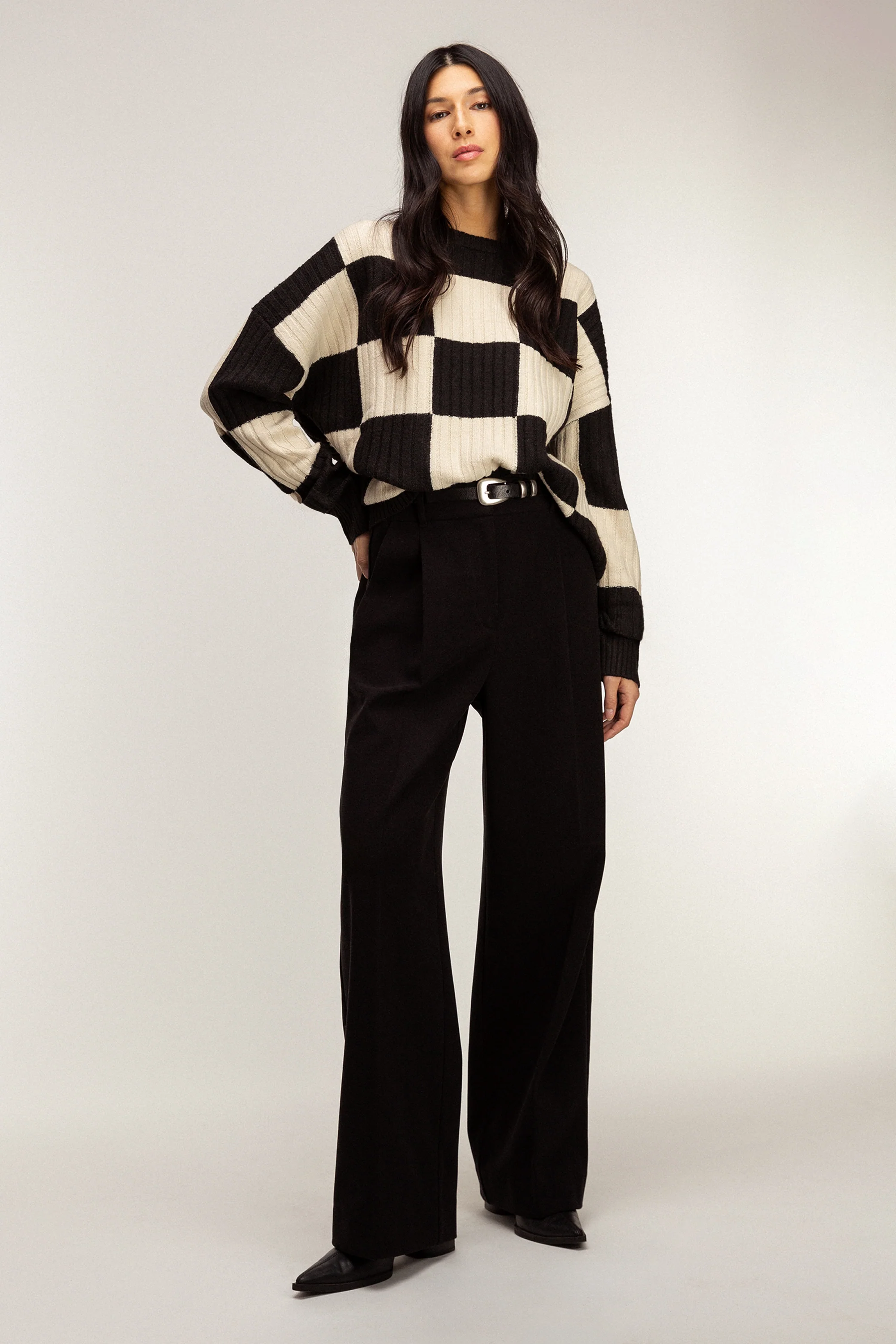 RIB-KNIT CHECKERED SWEATER - Image 5
