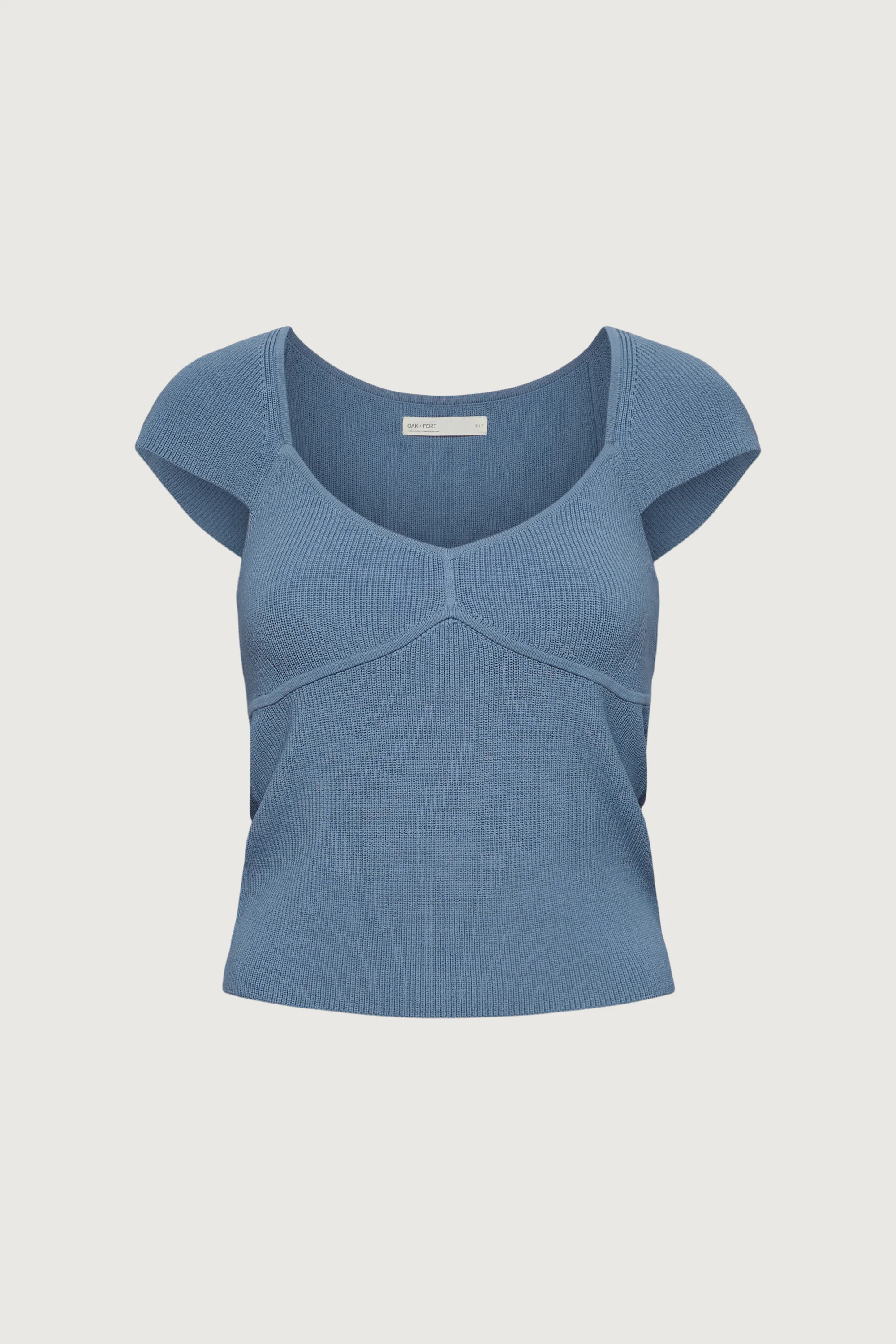 RIBBED CAP SLEEVE SHORT SLEEVE SWEATER - Image 8