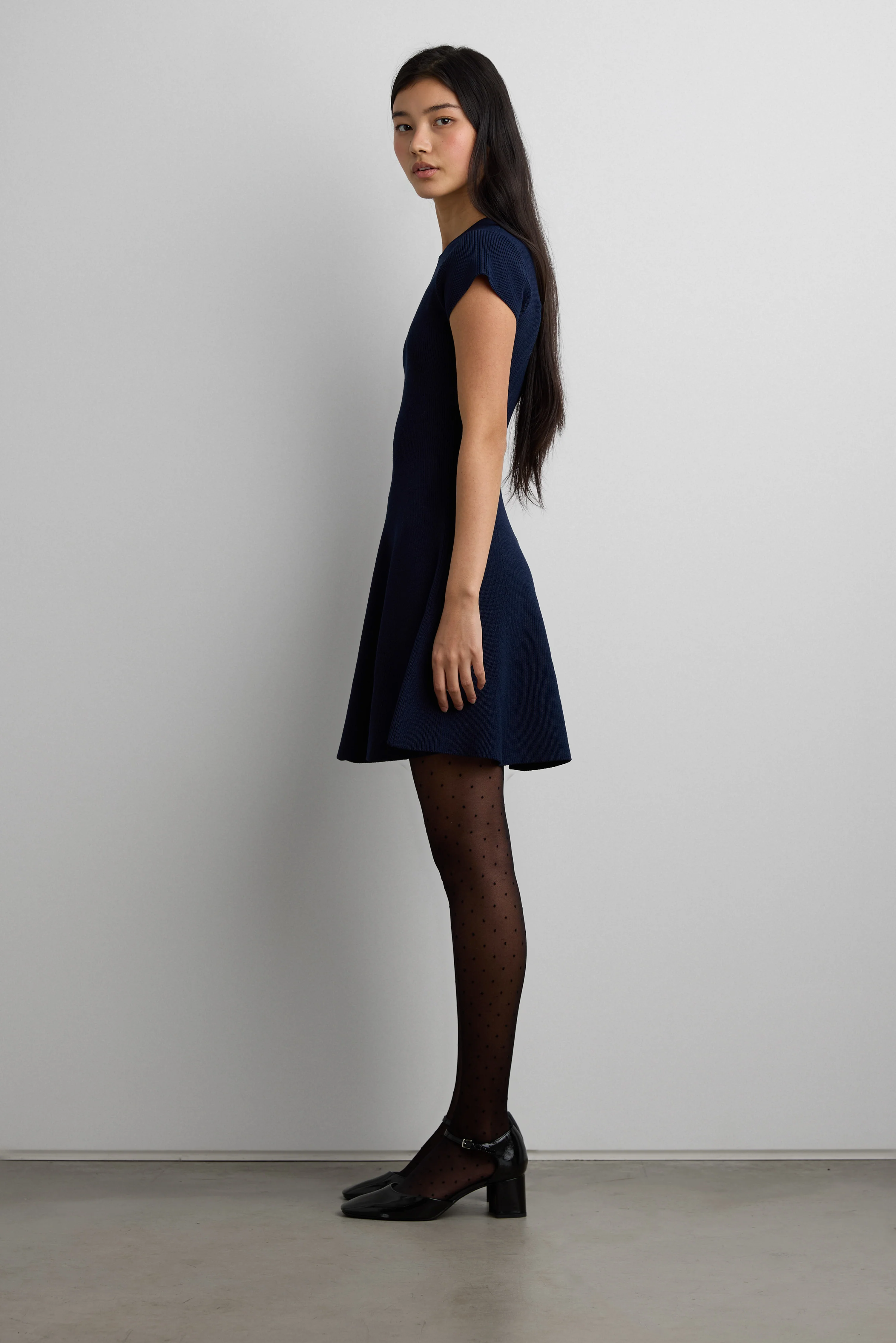 RIBBED FIT AND FLARE MINI DRESS - Image 3