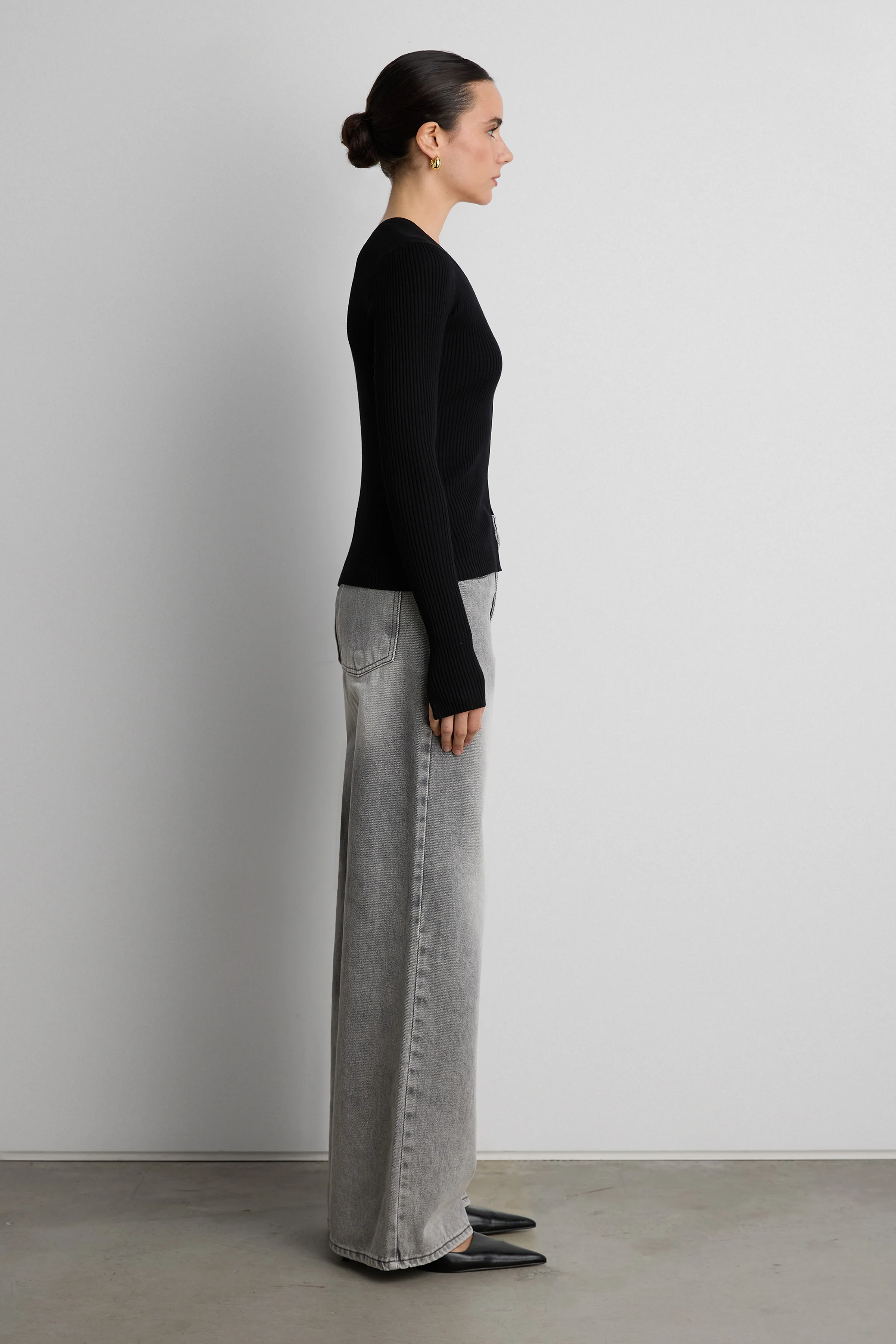 RIBBED HOOK AND EYE FRONT CARDIGAN - Image 3