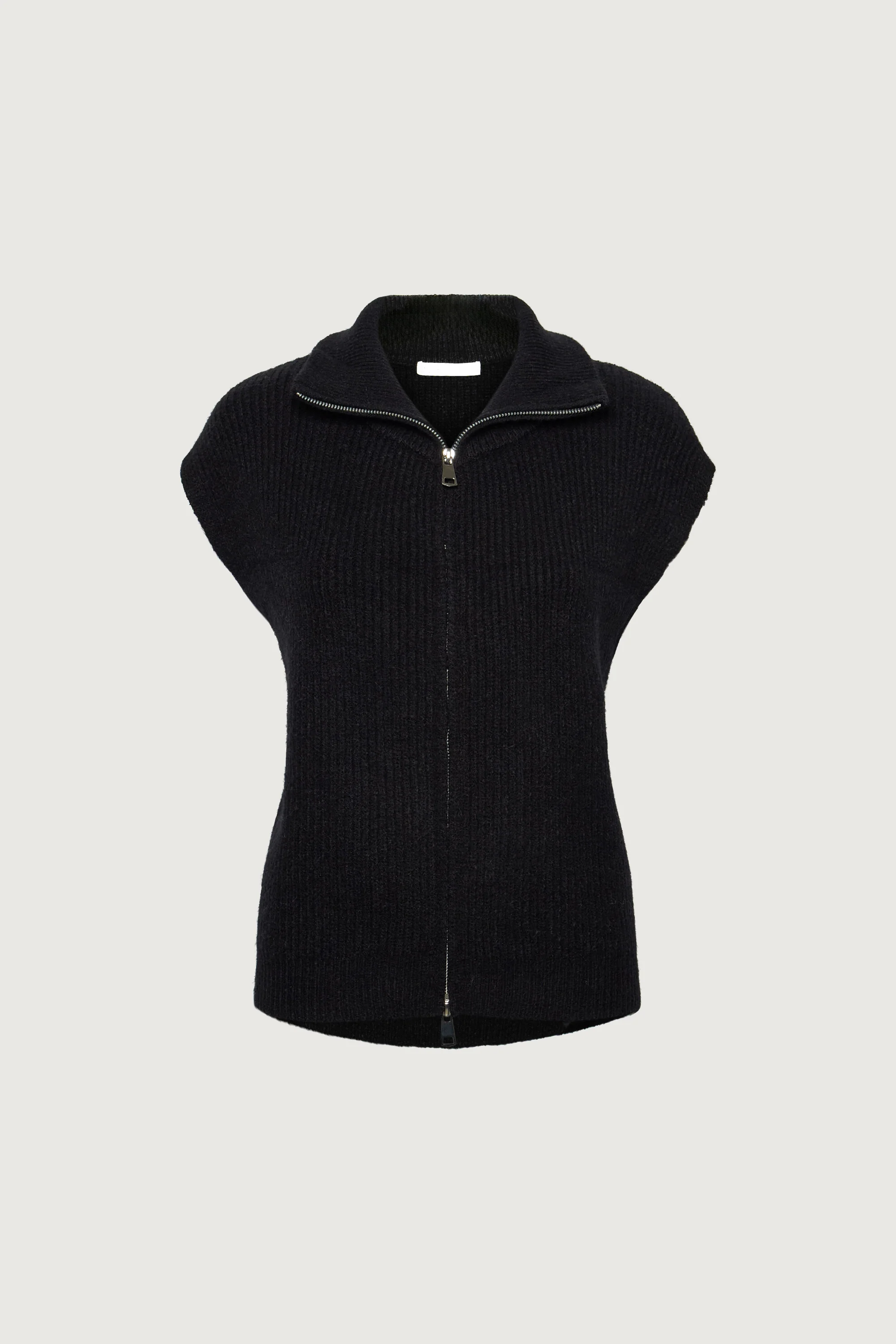 RIBBED KNIT MOCK NECK ZIP-UP SWEATER VEST - Image 6