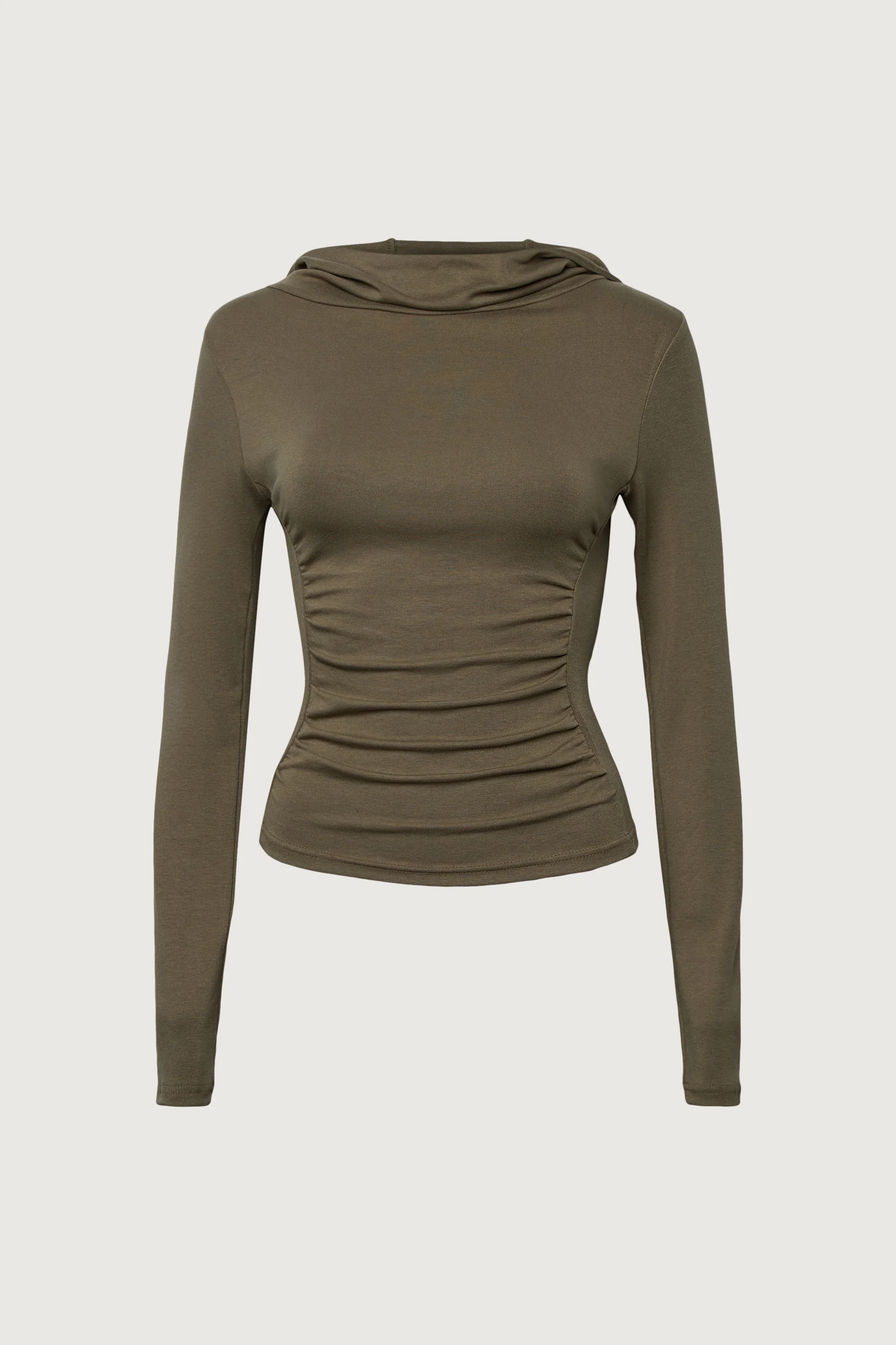RUCHED COWL CROPPED HOODIE - Image 4