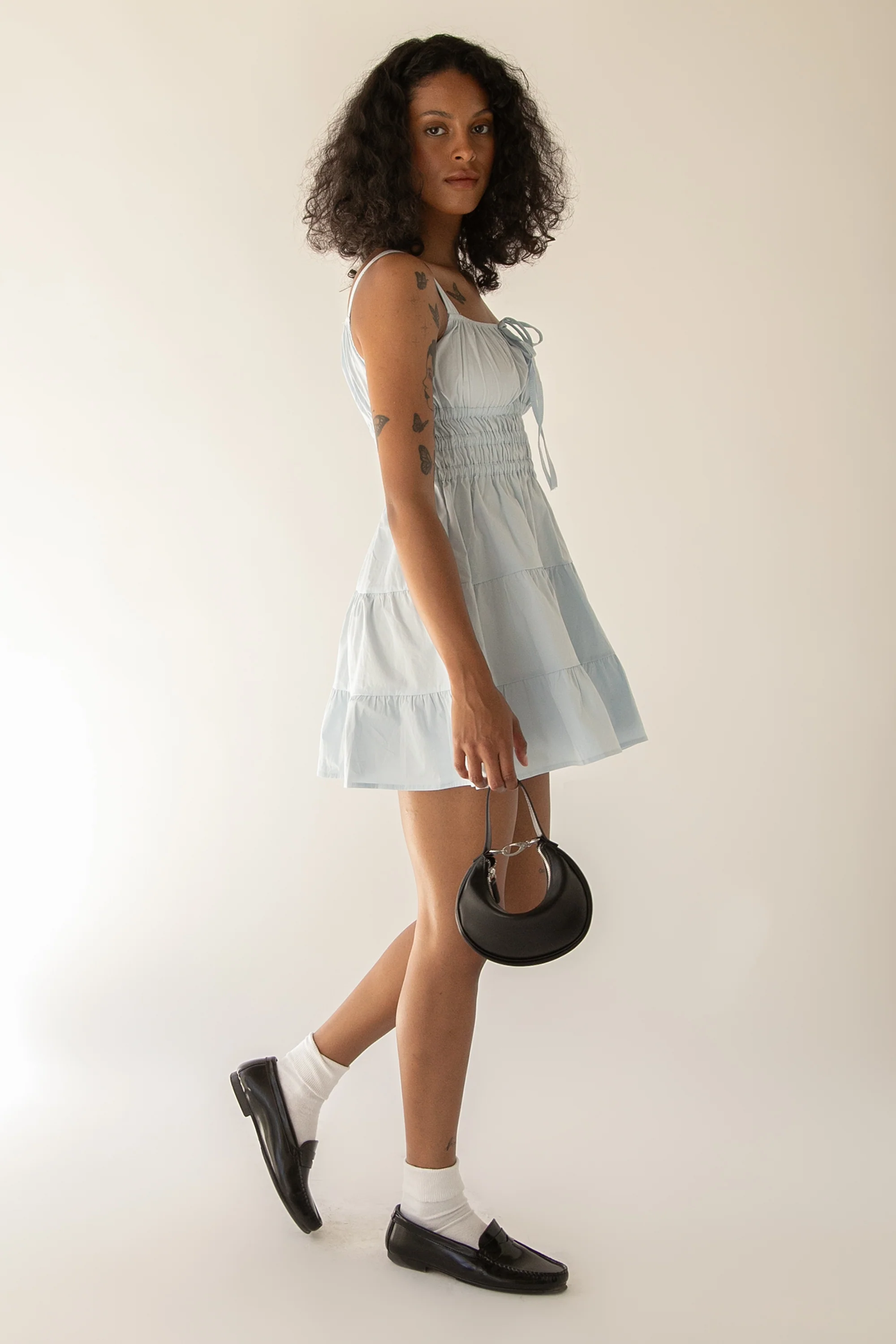 RUCHED MINI TIERED DRESS - Image 3