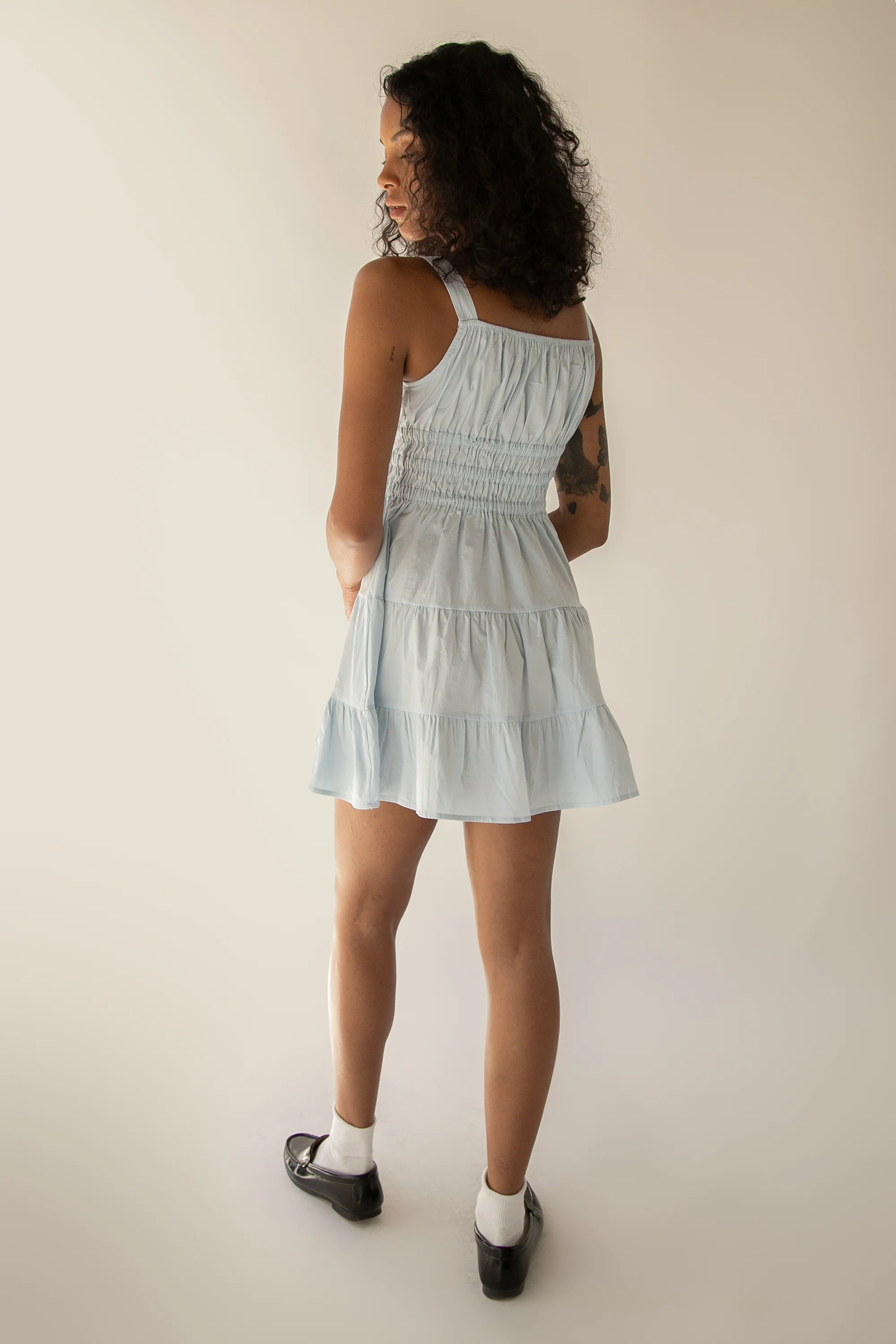 RUCHED MINI TIERED DRESS - Image 4