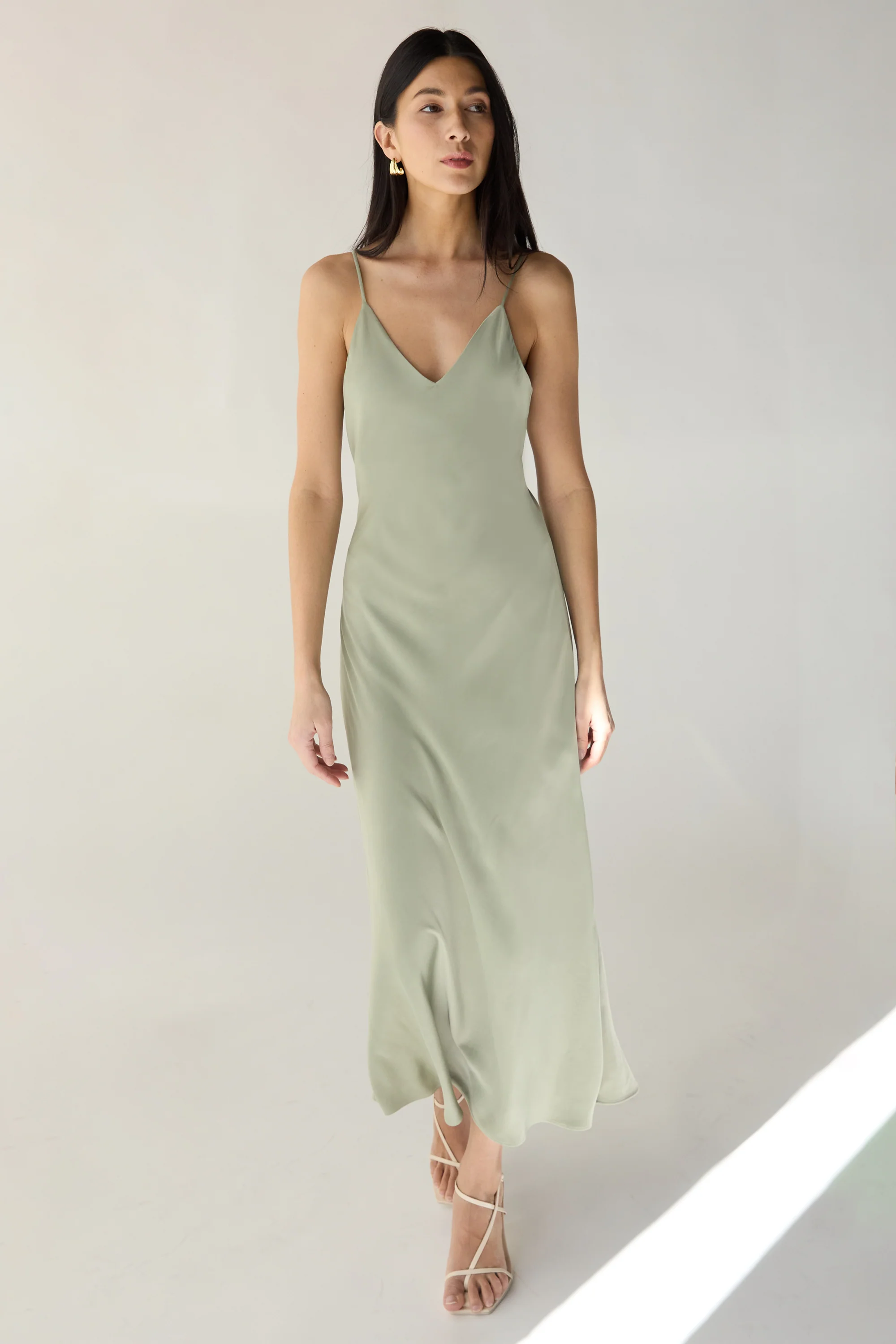 SATIN V-NECK MIDI DRESS - Image 7