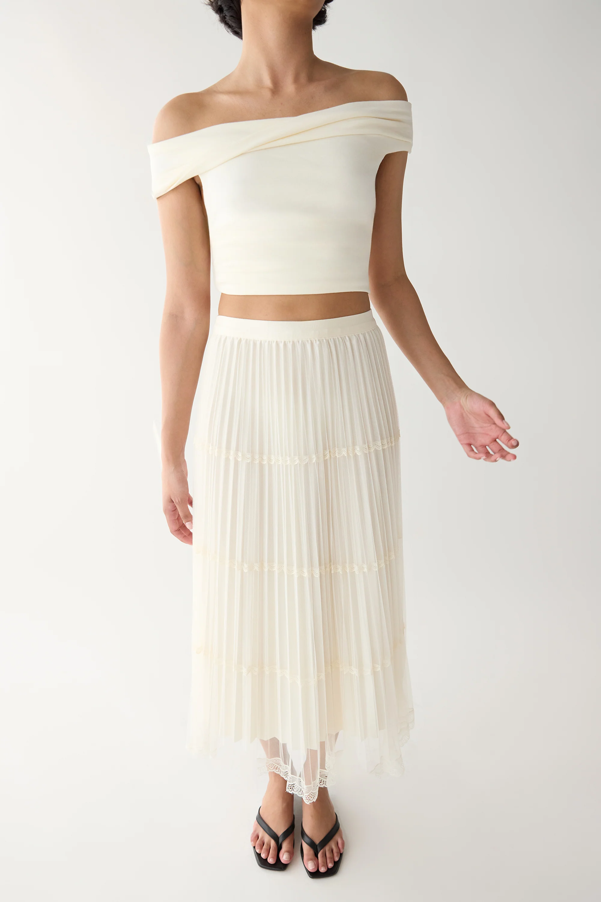 SHEER LACE TIERED MAXI SKIRT - Image 2