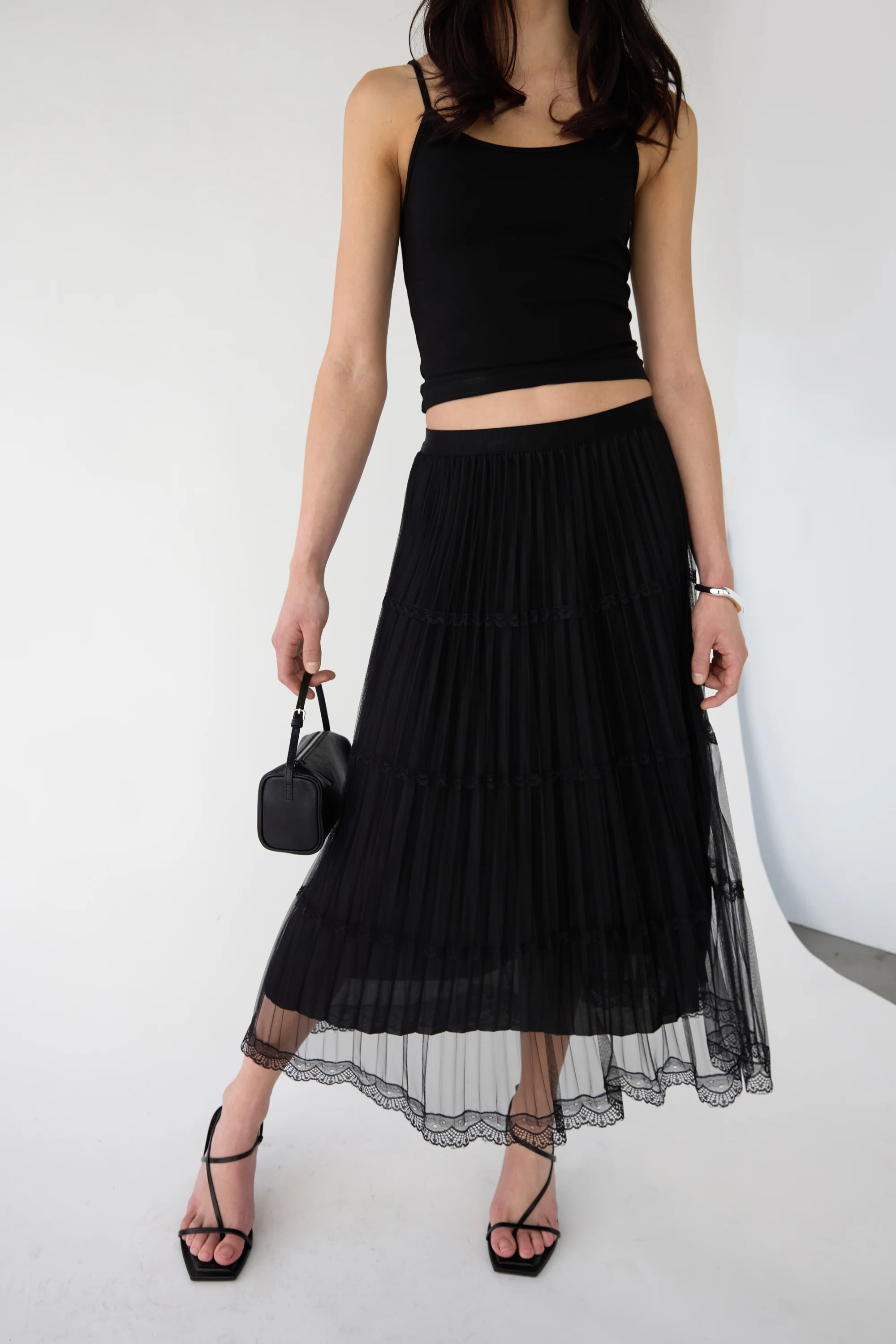 SHEER LACE TIERED MAXI SKIRT - Image 4