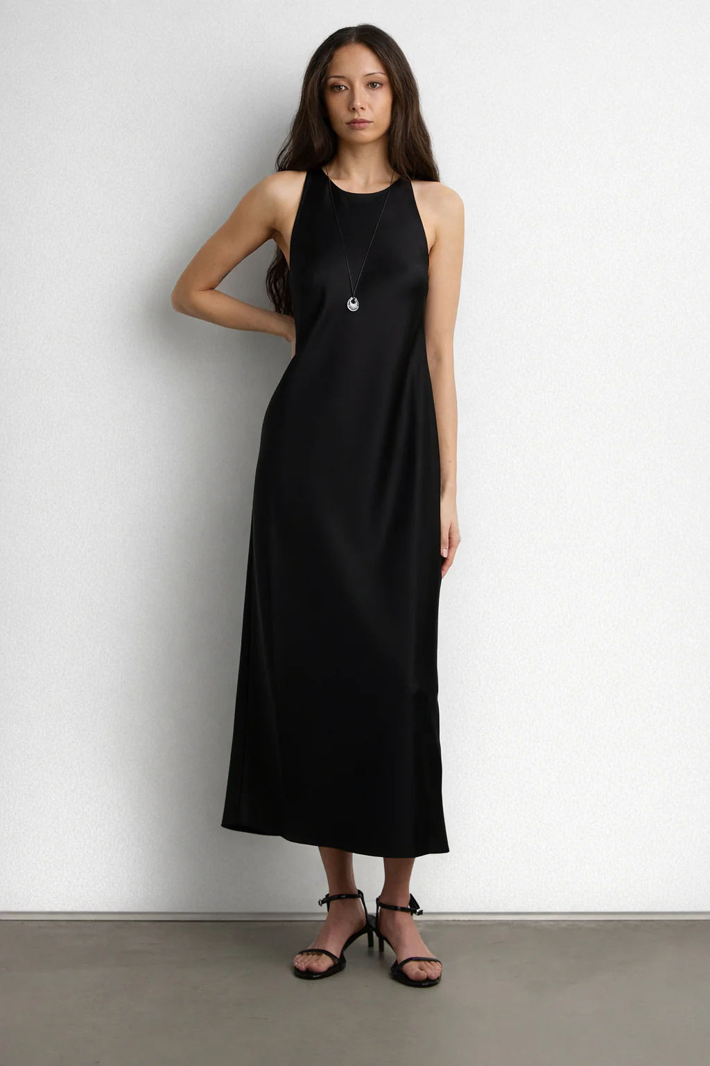 SLEEVELESS MIDI SATIN DRESS - Image 2