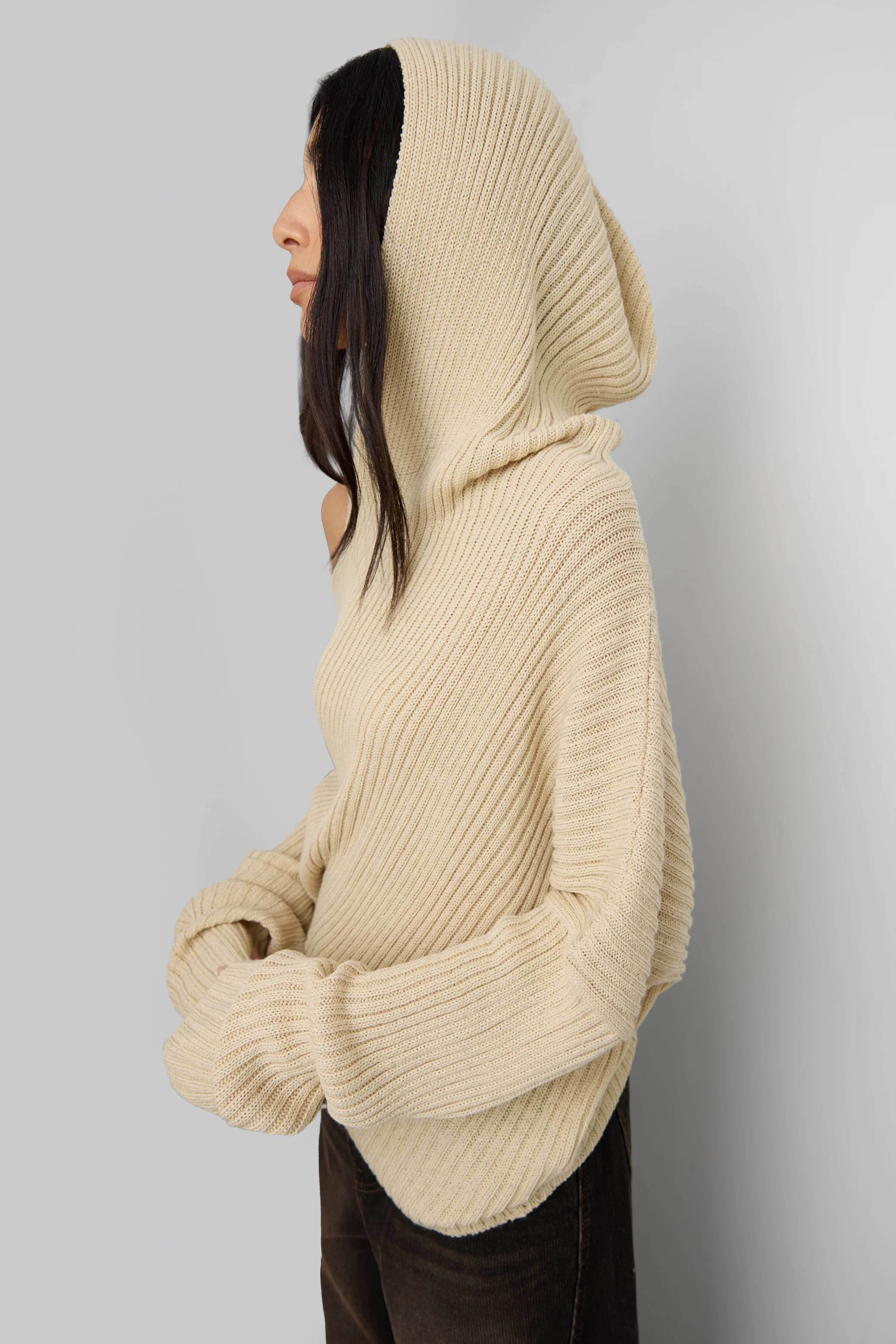 SLOUCHY OFF THE SHOULDER KNIT HOODIE - Image 16