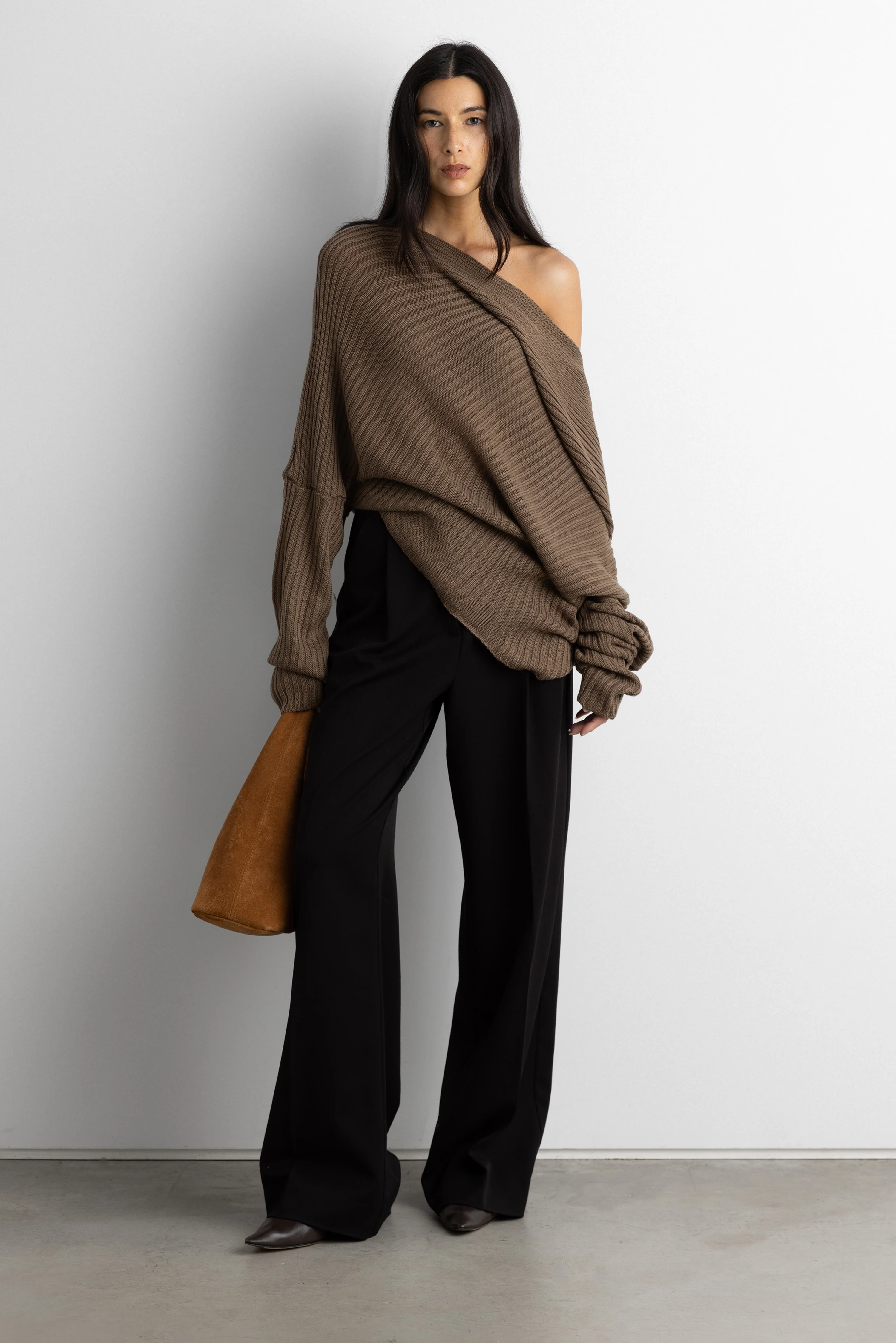 SLOUCHY OFF THE SHOULDER KNIT HOODIE - Image 7