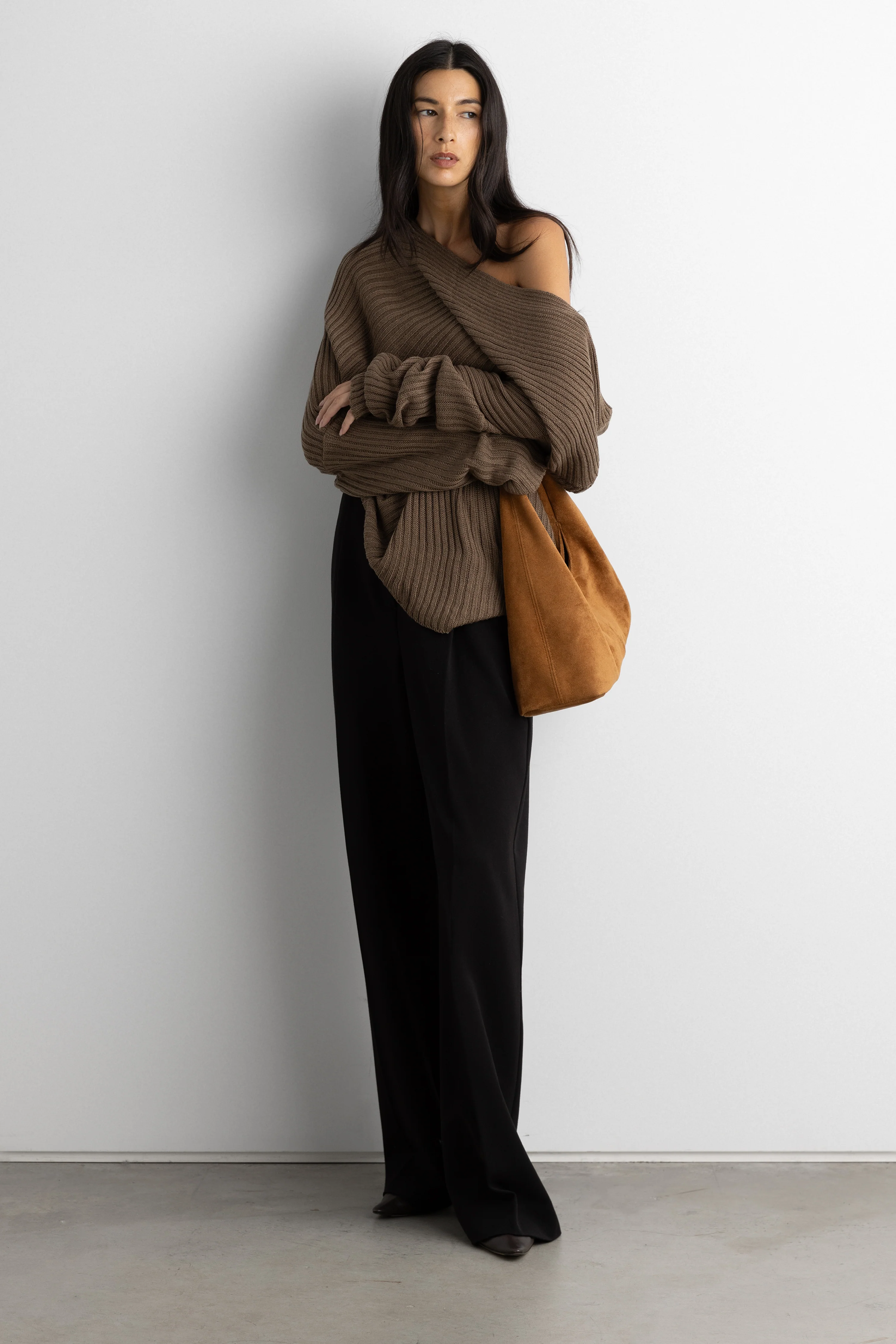 SLOUCHY OFF THE SHOULDER KNIT HOODIE - Image 9
