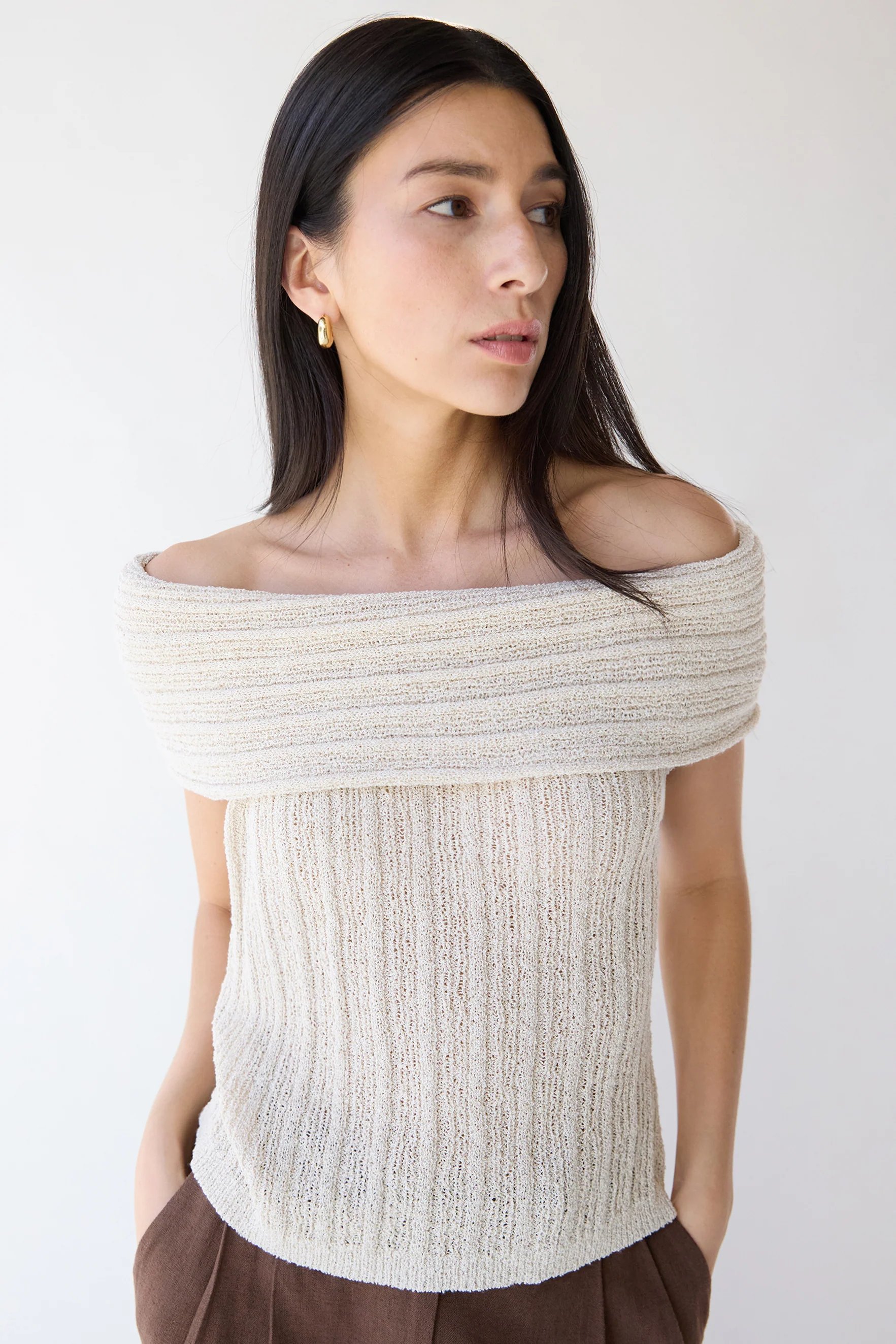 SLOUCHY OFF THE SHOULDER SHORT SLEEVE SWEATER - Image 9
